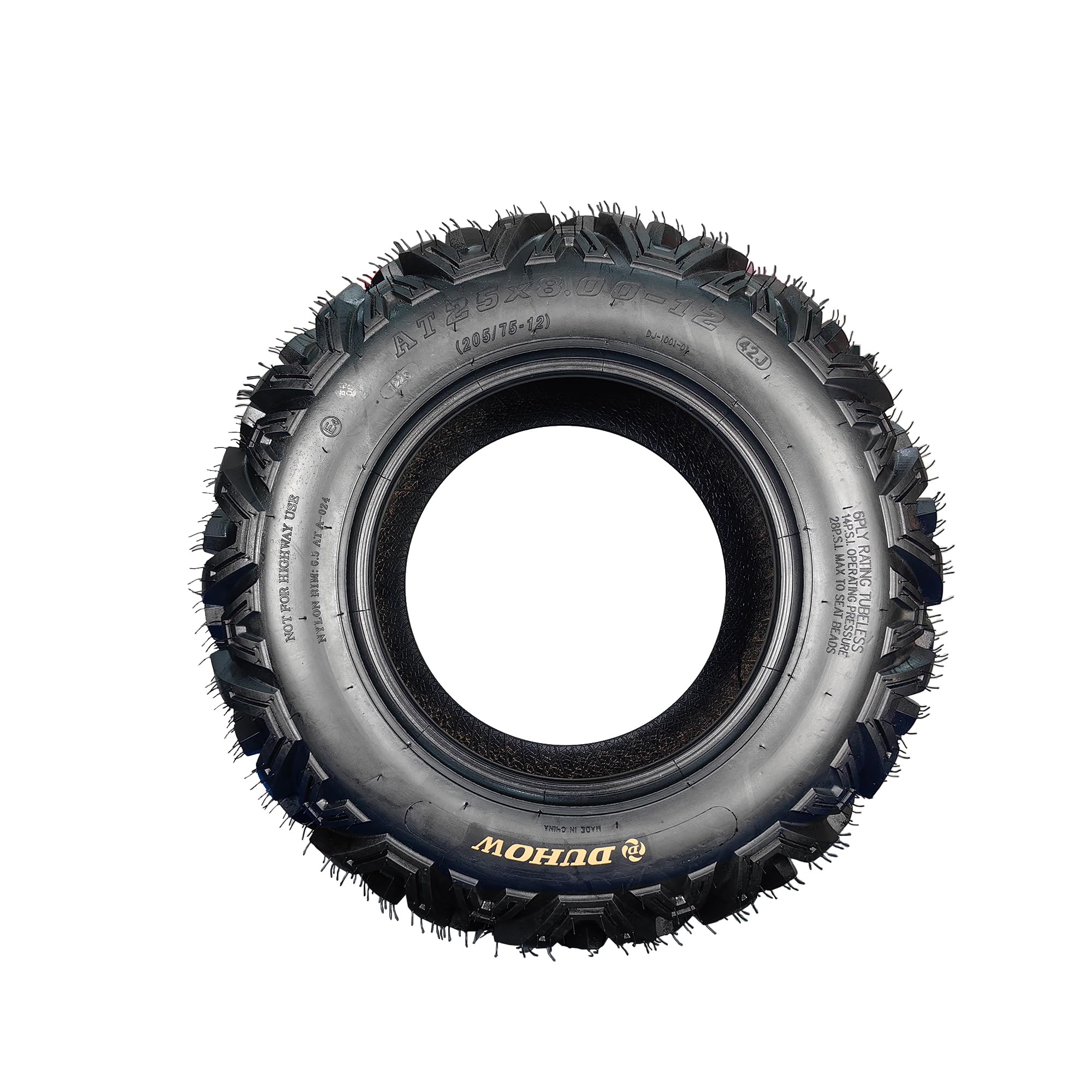Garvee Pack of 2 25x8-12 ATV Tires 6PR Tubeless for 25x8x12 UTVs Off-Road Mud Trail Black