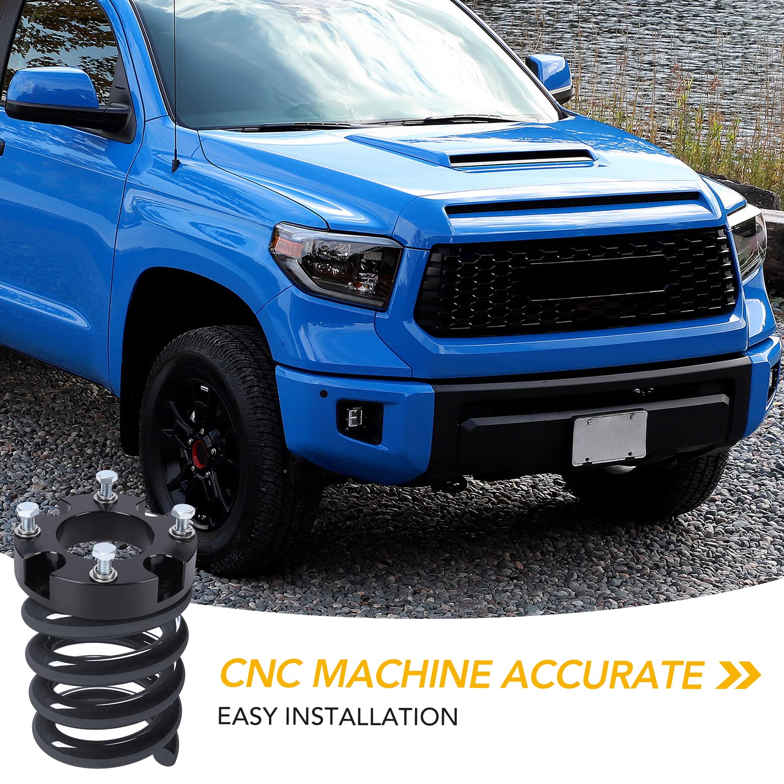 Garvee Tundra 3" Front & 2" Rear Leveling lift kit, T6 Aircraft Billet Strut Spacers Lift Blocks Extended U-Bolts for 2007-2021 TUNDRA 2WD 4WD, 2007-2021 Toyota Sequoia 2WD/4WD