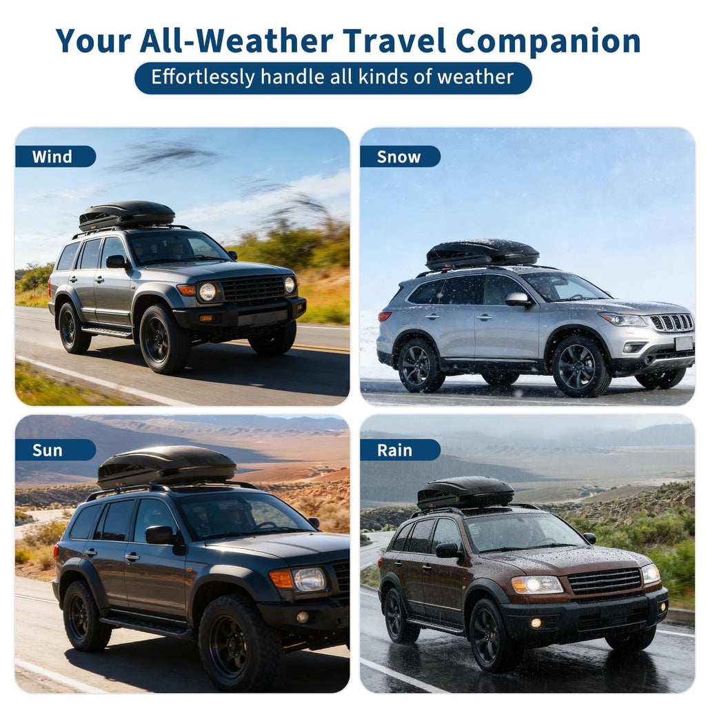 Garvee Rooftop Cargo Box Carrier - 17 Cubic Ft Hardshell Cargo Carrier with Dual-Side Opening, Universal Fit for Cars & SUVs, 165 lbs Capacity, Includes Secure Straps & Keys