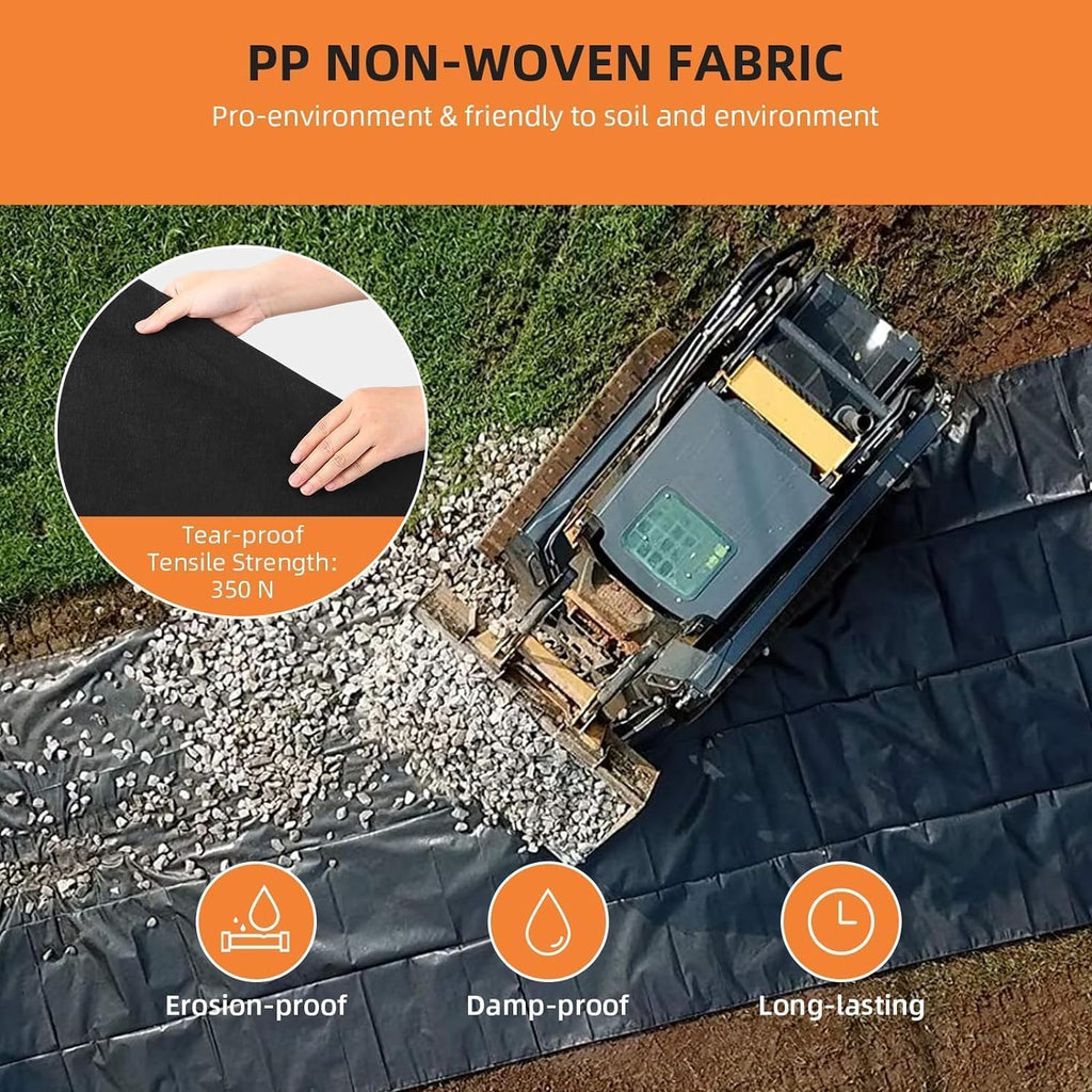 Garvee 6'x300' 6oz Double Layer Woven Weed Barrier Fabric - Heavy Duty for Gardens, Driveways & Commercial Landscaping