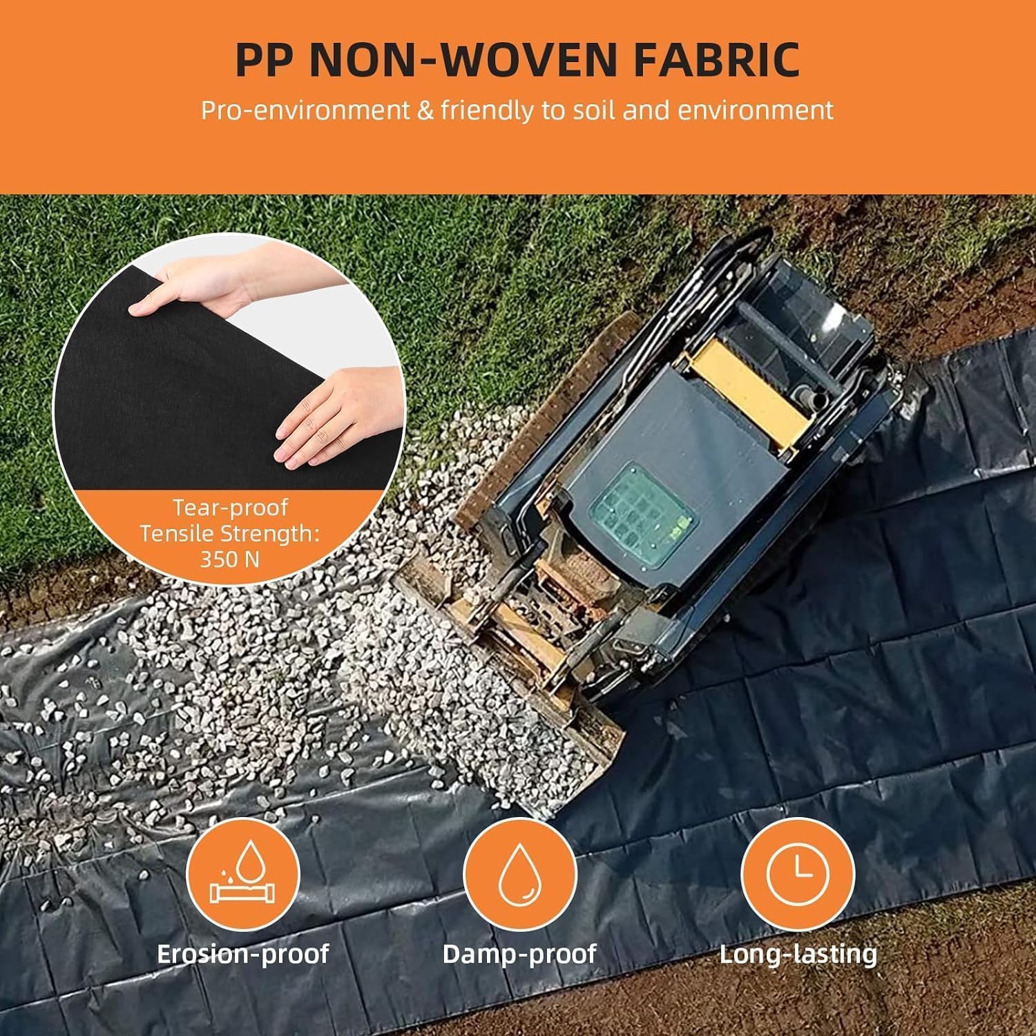 Garvee 6'x300' 6oz Double Layer Woven Weed Barrier Fabric - Heavy Duty for Gardens, Driveways & Commercial Landscaping