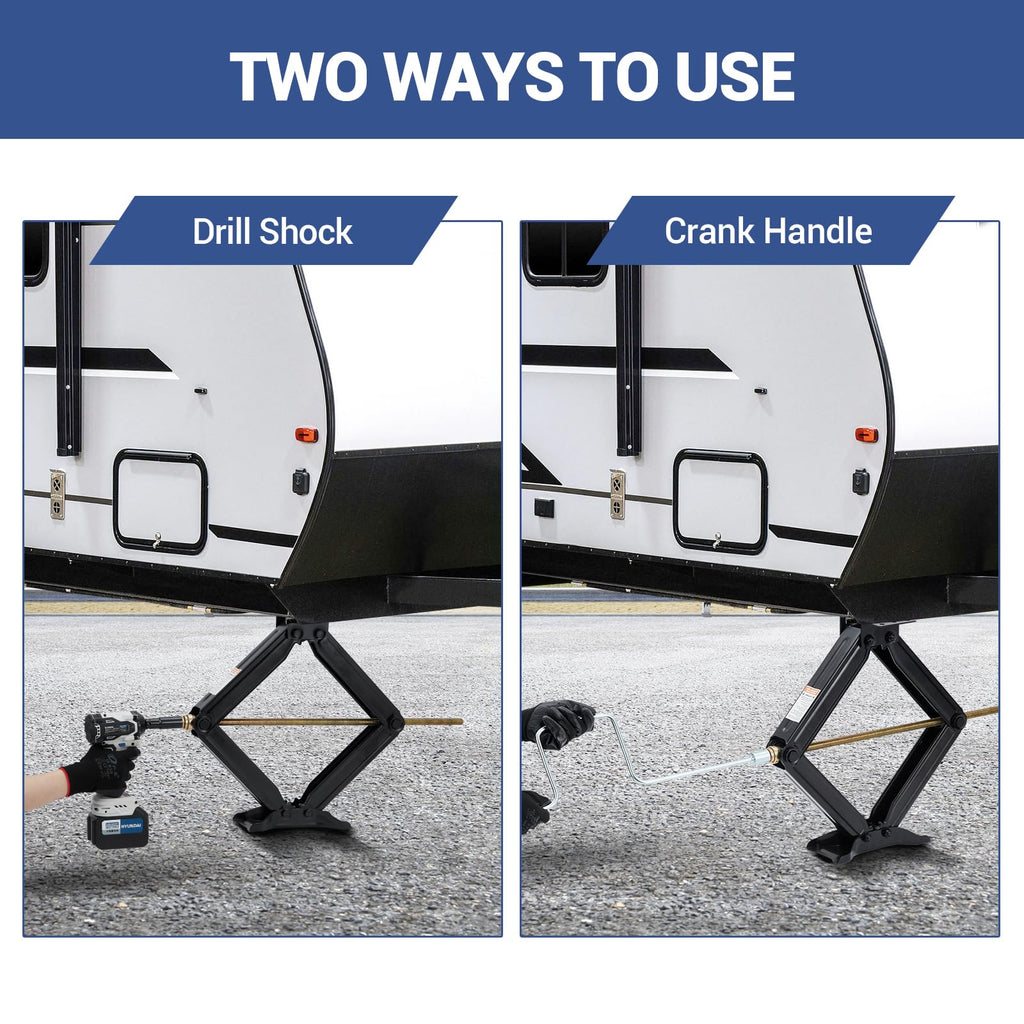 Garvee 7500 lbs RV Scissor Jacks - Set of 2 Heavy-Duty Steel Leveling Stabilizers, 4"-30" Adjustable Height for Campers, Trailers, 5th Wheels, and Motorhomes, Includes Crank Handle, Black, 2 Pack