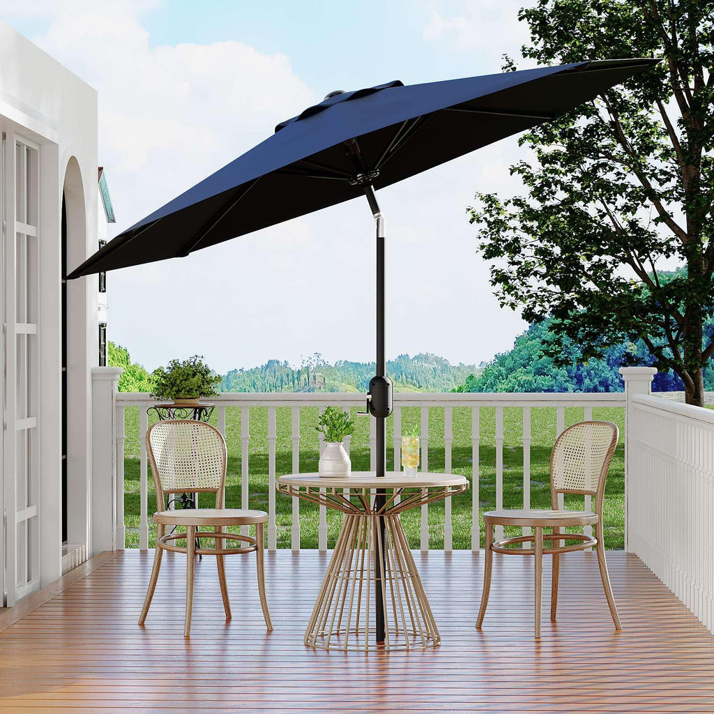 Garvee 9 ft Outdoor Patio Umbrella with 8 Sturdy Ribs, Crank Lift, Push-Button Tilt & UV-Resistant Waterproof Canopy for Pool, Deck, Yard & Garden, Navy Blue