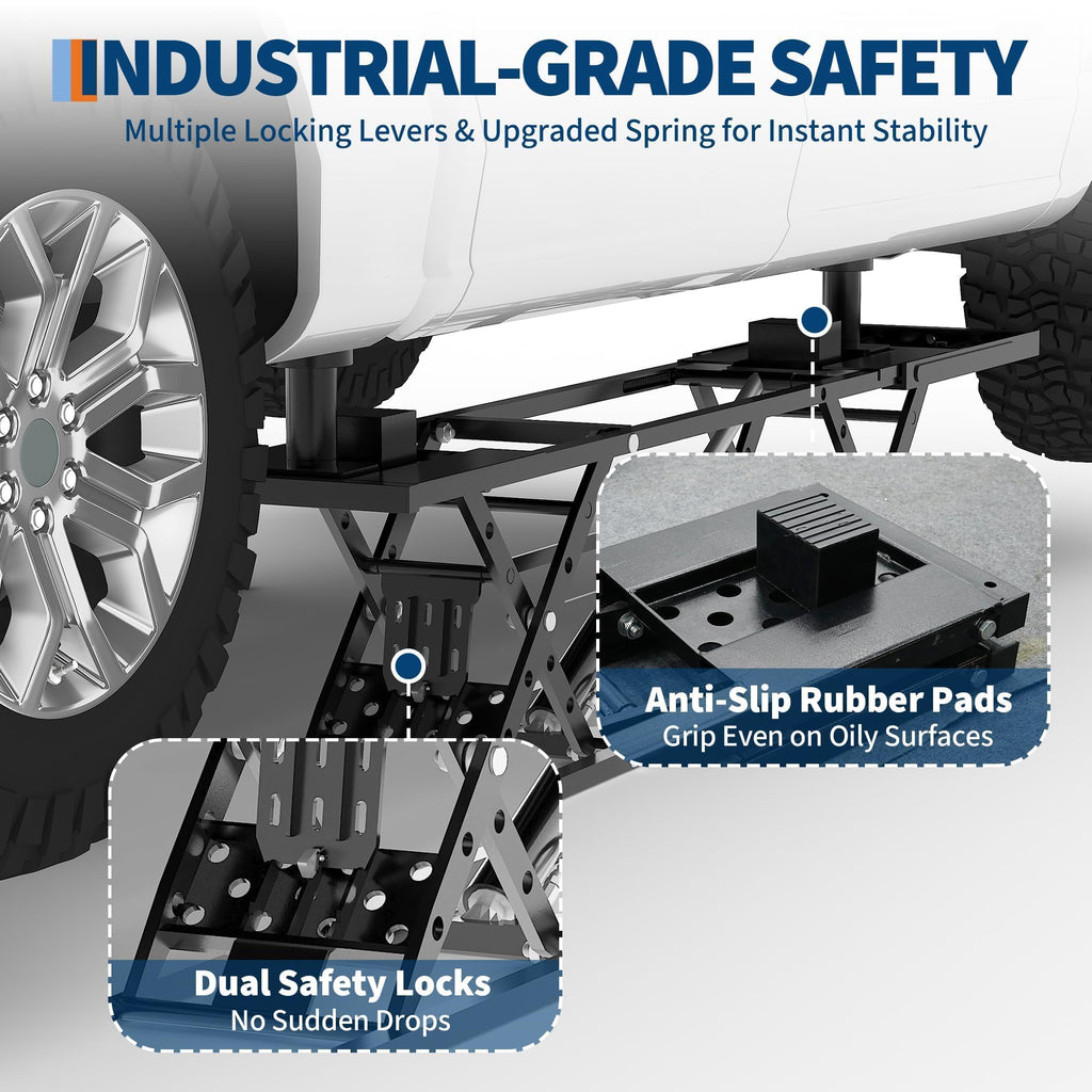 Garvee Portable Car Lift - 5000 lbs Adjustable Quick Jack with Locking Levers for Sedans, SUVs, and Light Trucks, 26" Foldable Design, Black