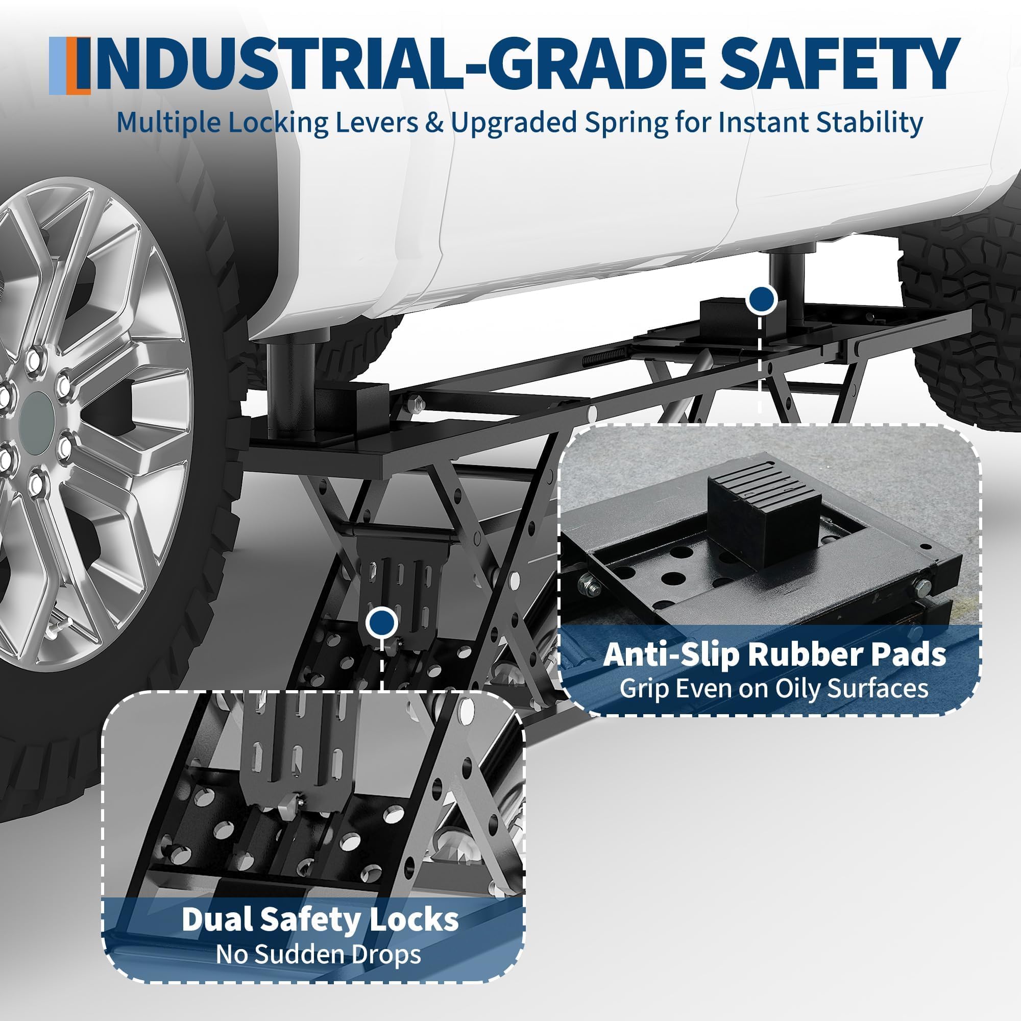 Garvee Portable Car Lift - 5000 lbs Adjustable Quick Jack with Locking Levers for Sedans, SUVs, and Light Trucks, 26" Foldable Design, Black
