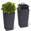 Garvee 23" Tall Planters Set of 2, Outdoor＆Indoor Planter Pots, High Front Porch Planter Pots with Drainage Holes＆Water Level Monitor＆Inner Bucket, Automatic Watering, Convenience Instill, Black