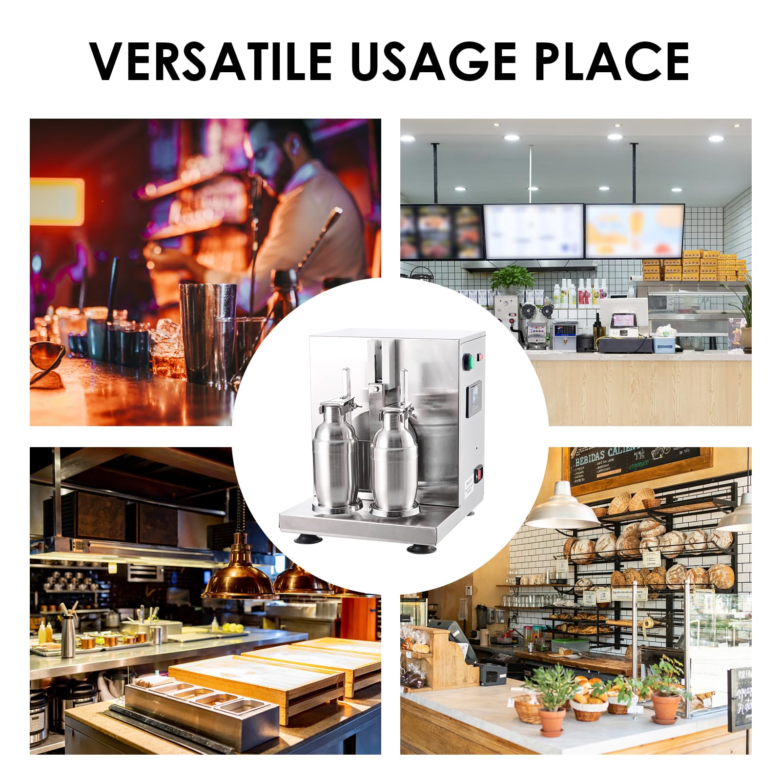 Garvee Automatic Milk Tea Shaking Machine, Garvee Electric Double Frame Milk Tea and Cocktail Shaker, 400r/min, Stainless Steel & Double Cups for for Bubble Tea, Boba Tea, Juice, Coffee, Milk, Wine