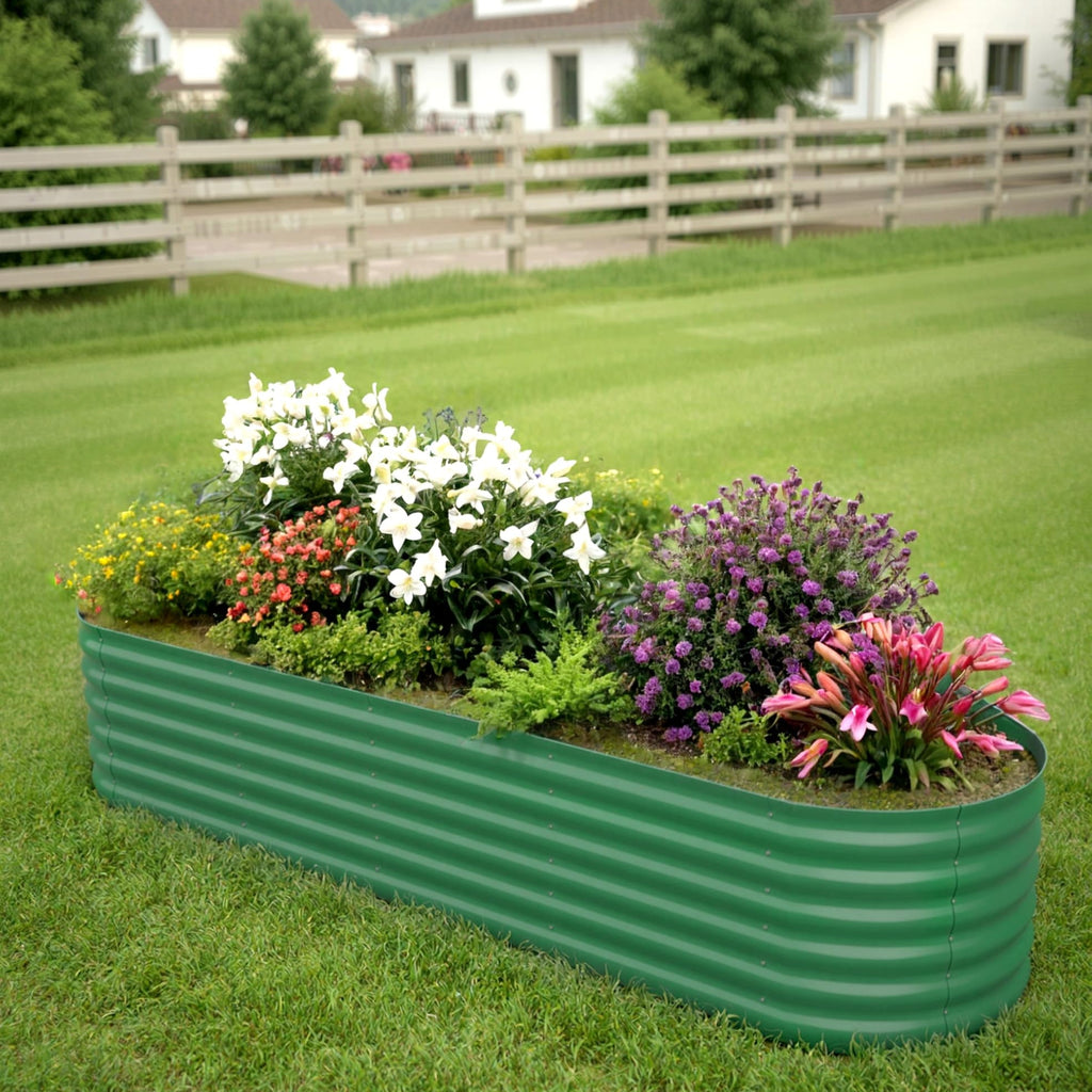 Garvee 8' X 2' X 1.5' Raised Garden Bed,Galvanized Raised Planter Boxes Outdoor with Easy Assembly, Large Garden Bed for Vegetables, Fruits, Flower,Raised Garden Bed, Green