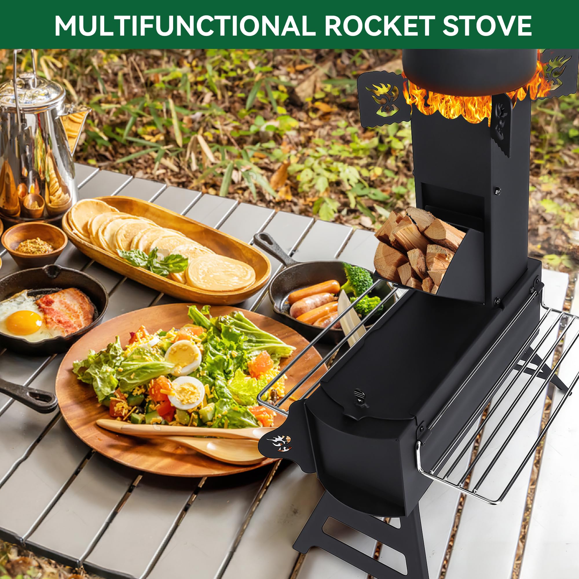 Garvee Rocket Stove for Camping,Portable Camping Stove for Cooking Wood Burning,Collapsible Backpacking Wood Stove,Minute Man Rocket Camp Stove, Outdoor Minuteman Cooking Stove, Stove Outdoor