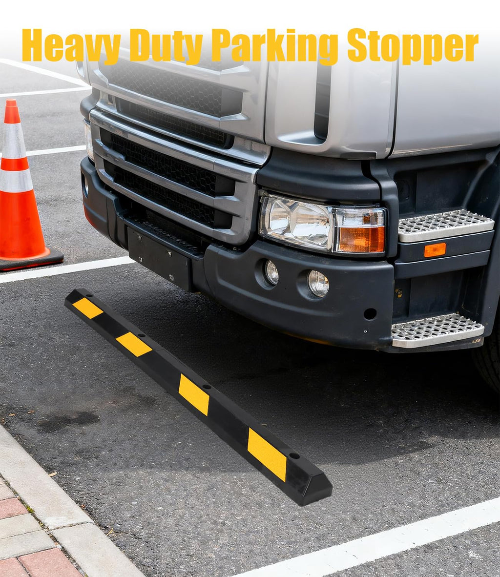 Garvee 2-Pack 72" Rubber Parking Curb - Heavy-Duty Parking Stopper with Reflective Stripes, Durable Wheel Stoppers for Garage, Driveway, Warehouse, and Parking Lots