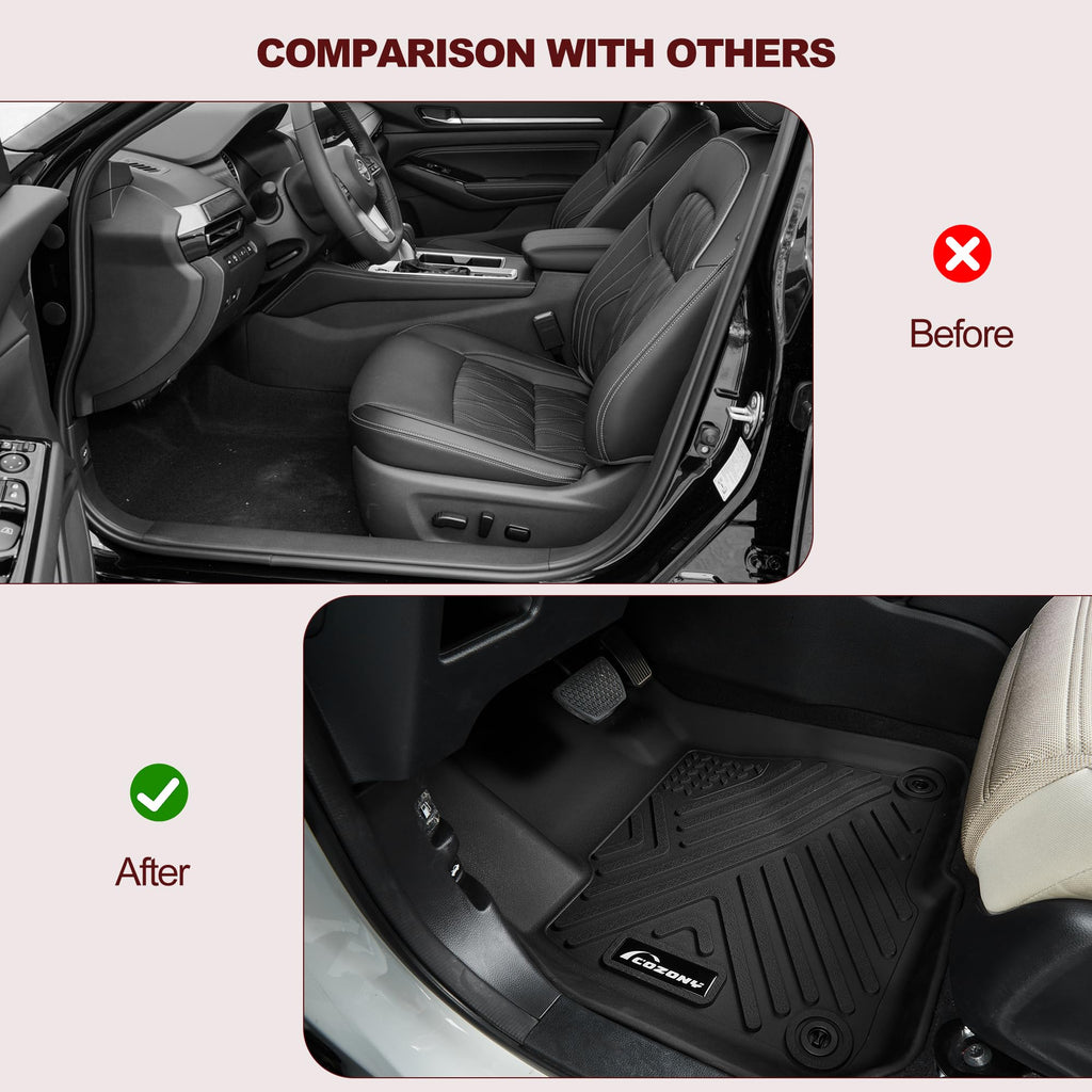 Garvee Floor Mats for 2024-2025 Ford Ranger Anti Skid Heavy Duty Waterproof Floor Liners Black Full Set