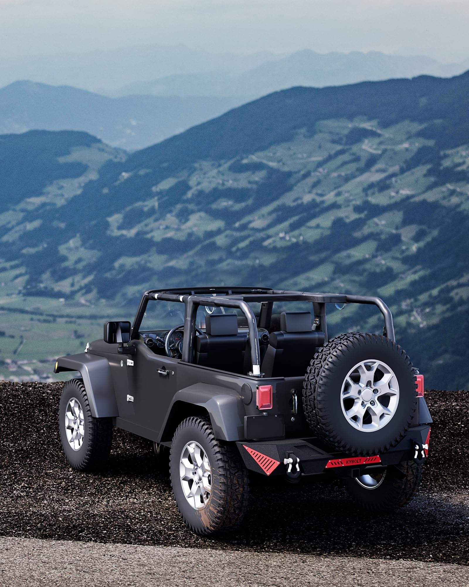 Garvee Rear Bumper Compatible with 2007-2018 Jeep Wrangler JK & JKU Unlimited (2/4 Doors), Off Road Back Bumper with Hitch Receiver & 2 x D-Rings Paintable Armor
