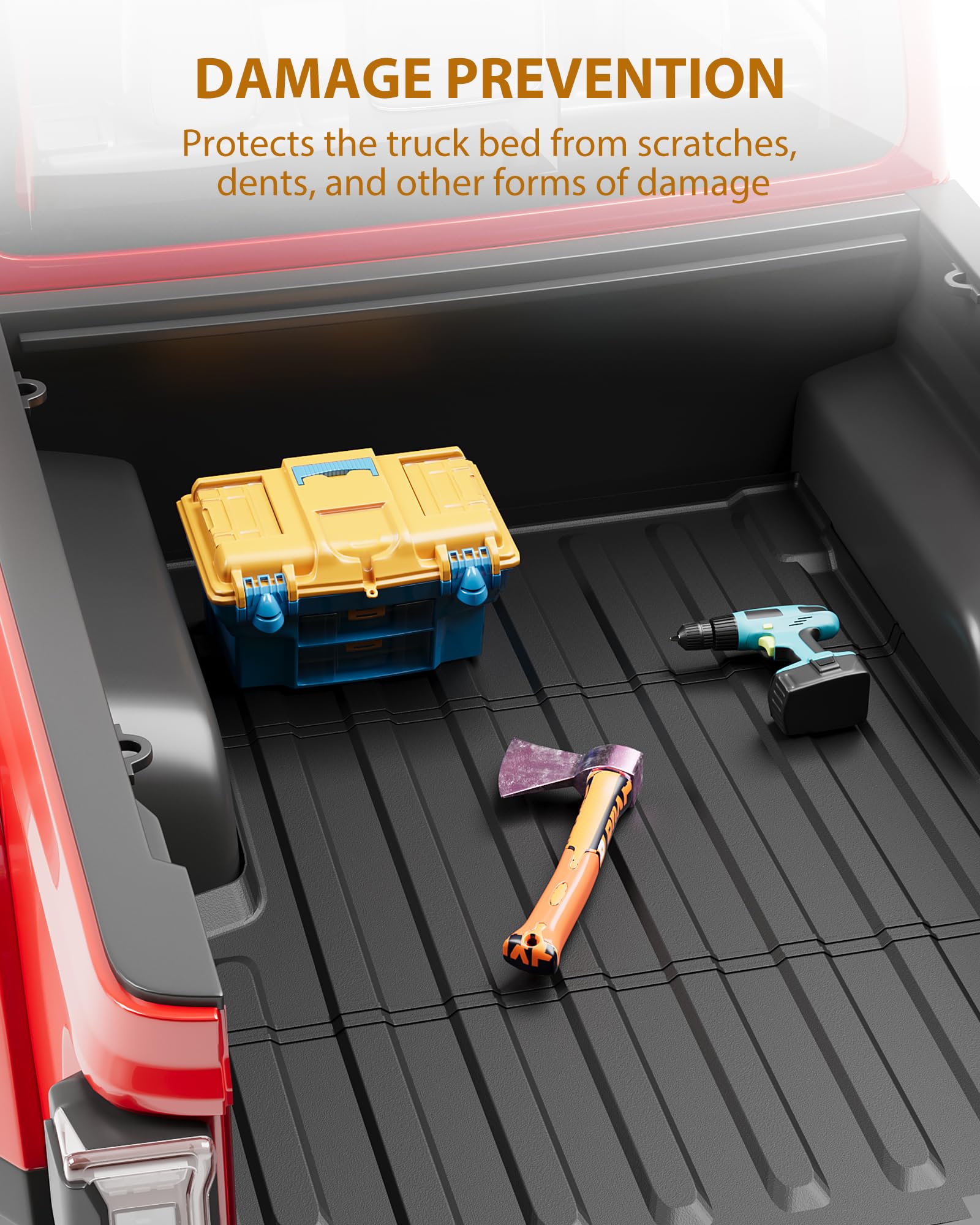 Garvee Truck Bed Mat Custom Fit TPE All Weather Pickup Truck Bed Liner Accessories for 2007-2018 Chevy Silverado GMC Sierra 1500 5.7 FT Black