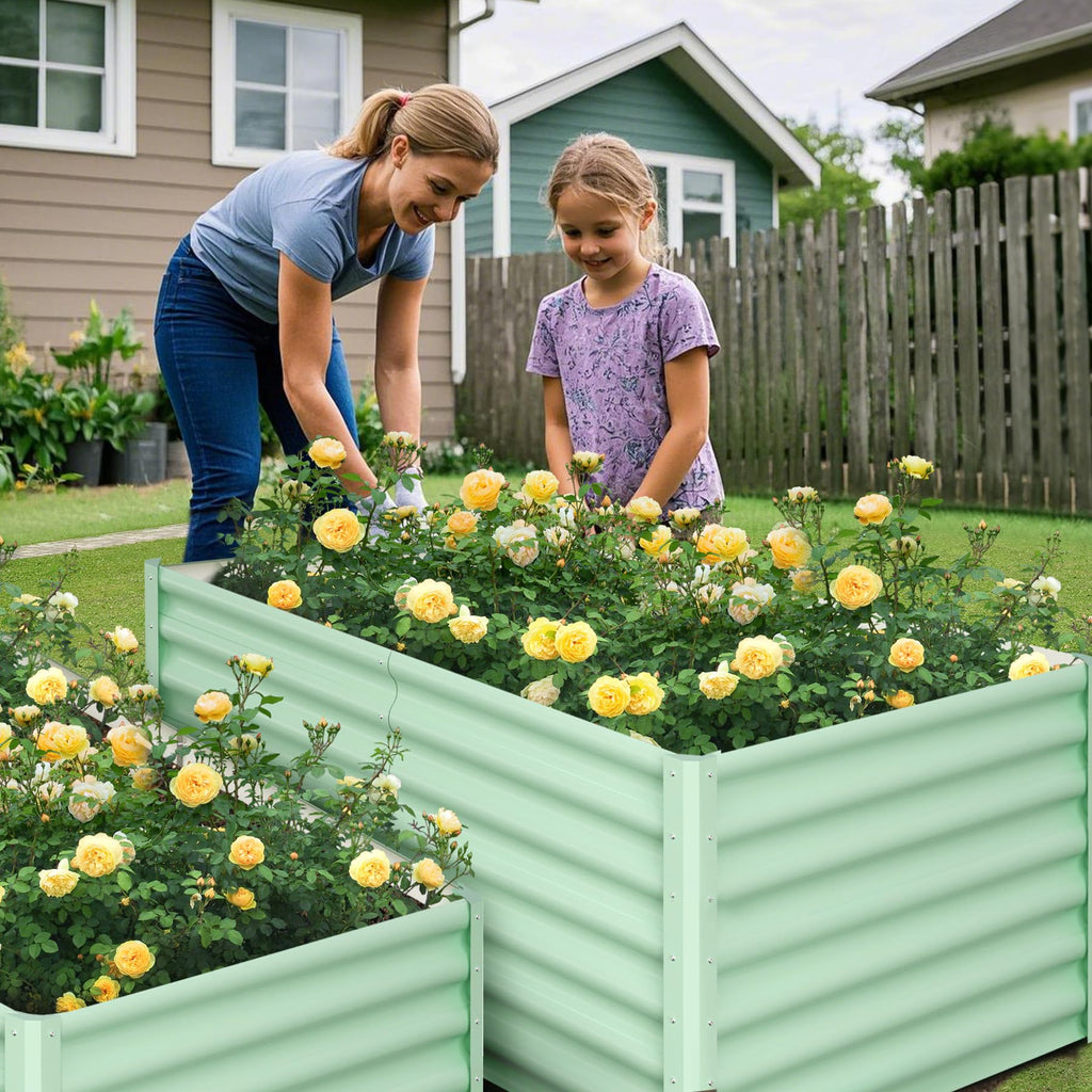 Garvee 8' X 4' X 2' Galvanized Raised Garden Bed, Outdoor Rectangular Metal Planter for Vegetables, Flowers & Herbs, Green