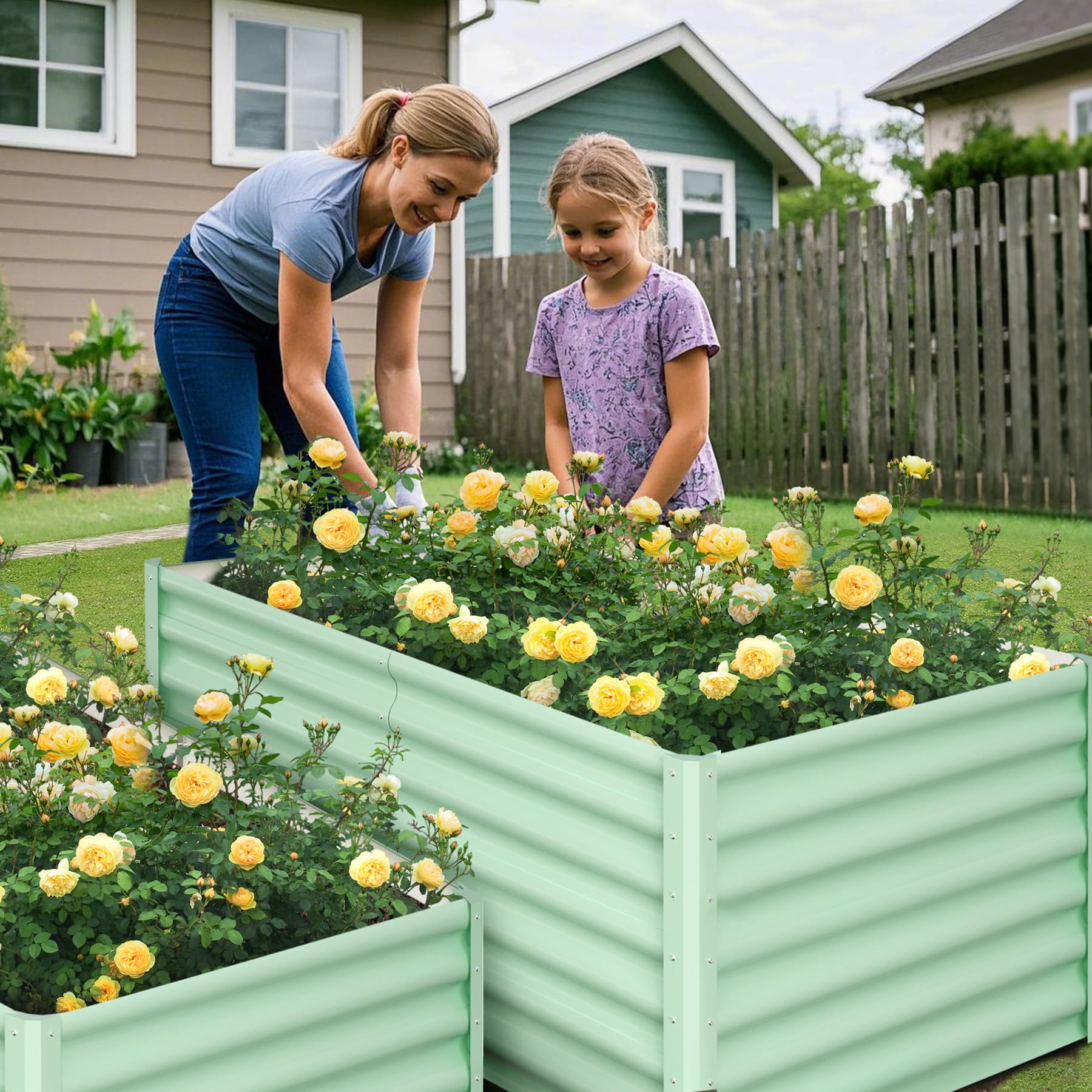 Garvee 8' X 4' X 2' Galvanized Raised Garden Bed, Outdoor Rectangular Metal Planter for Vegetables, Flowers & Herbs, Green