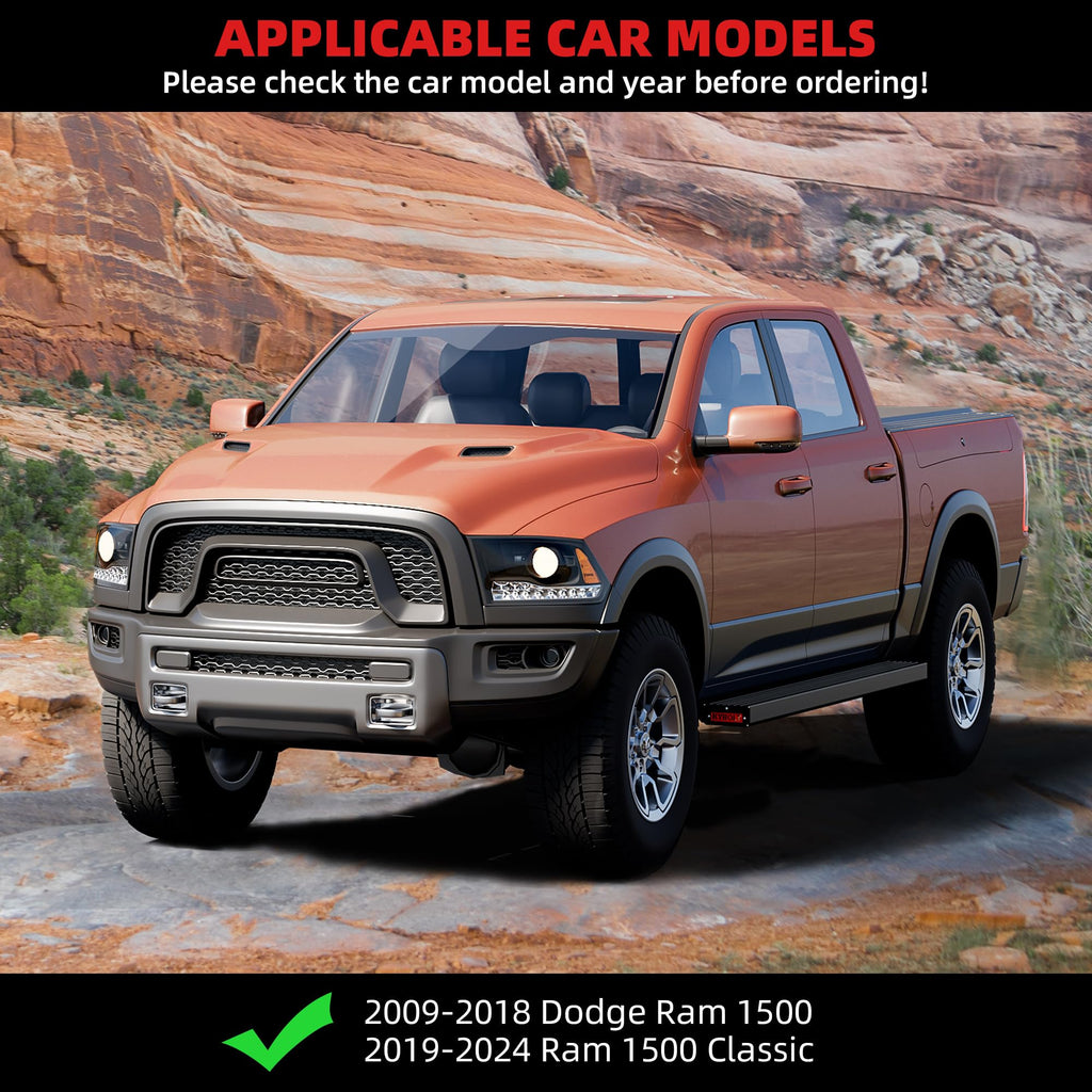 Garvee Running Boards [6.5 Inches] Compatible with 2009-2024 Ram 1500 Qaud Cab(2019-2024 Classic Only),Aluminum Side Steps Nerf Bars for 2009-2024 Ram 1500 Extended Cab