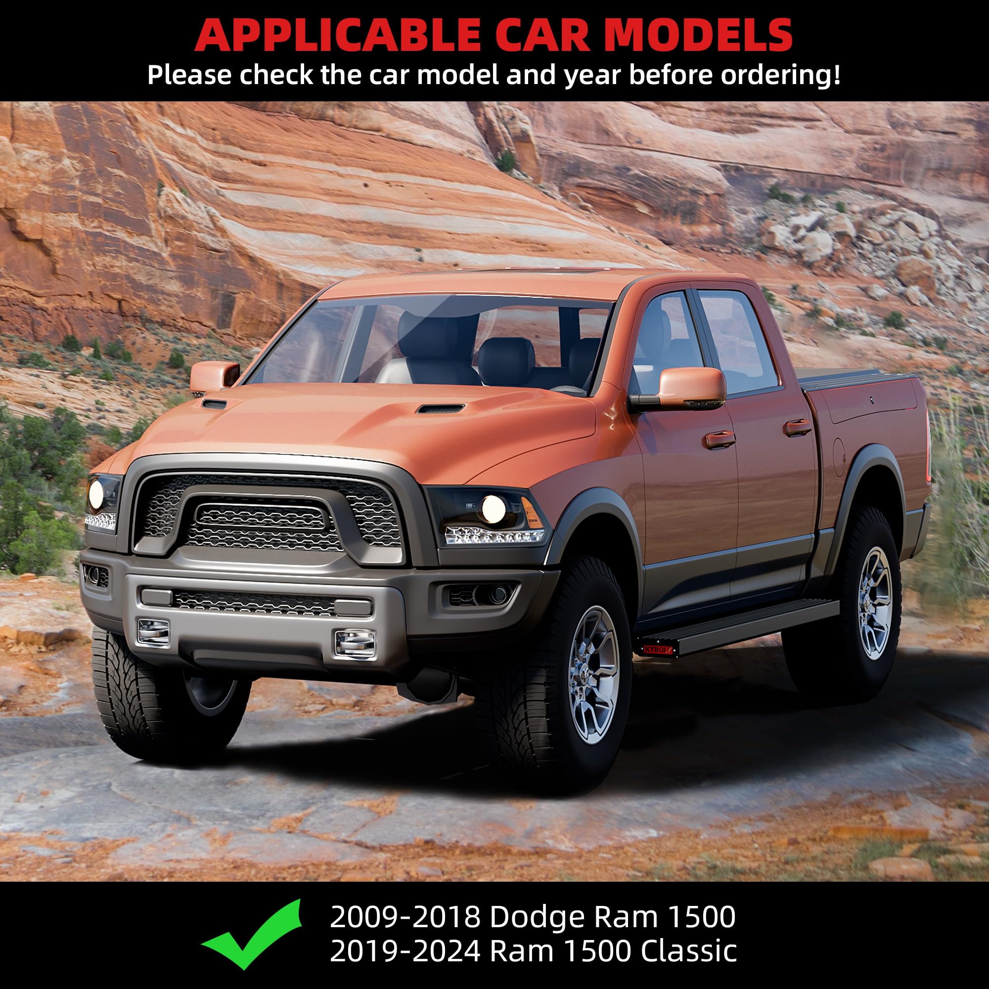 Garvee Running Boards [6.5 Inches] Compatible with 2009-2024 Ram 1500 Qaud Cab(2019-2024 Classic Only),Aluminum Side Steps Nerf Bars for 2009-2024 Ram 1500 Extended Cab