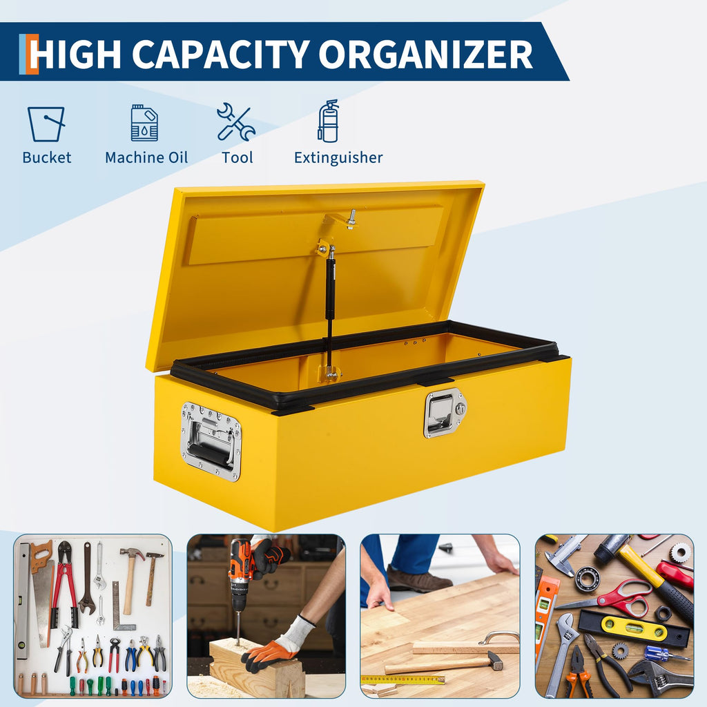 Garvee 48 Inch Steel Truck Bed Tool Box - Diamond Plate Design with Side Handles and Locking Keys, Compact Storage for Pickup Trucks, RVs, and Trailers, Yellow