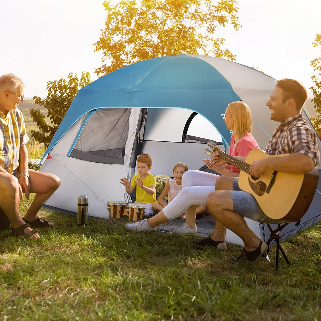 Garvee Camping Tent, Tent for Camping, Easy Set up Camping Tent 4 Person and 6 Person for Hiking Backpacking Traveling Outdoor (6 Person Instant), Light Blue, 12ft (L) x 8ft (W) x 72in（H