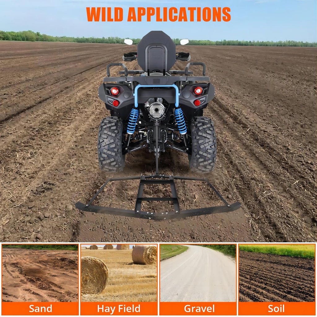 Garvee 66" Heavy Duty Steel Driveway Drag Grader, Wide Level Spreader for ATV, UTV, Lawn Tractors, Hay Fields, Gravel, Soil, Topdressing