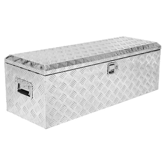 Garvee 48X15 Inch Truck Bed Tool Box, Heavy-Duty Aluminum Diamond Plate Storage Chest, Waterproof with Lock, for Trucks, Trailers, RVs, and Warehouses, Silver