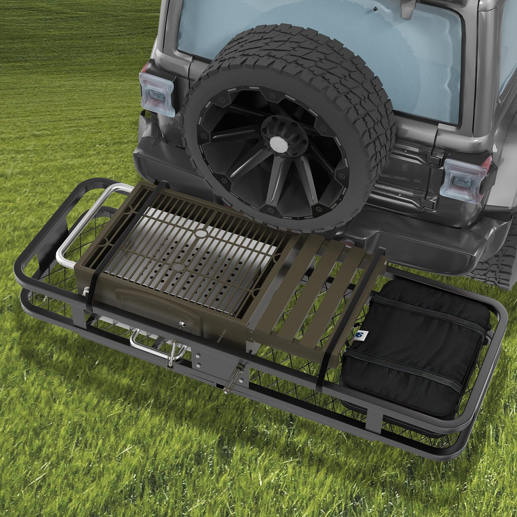 Garvee [500 Lbs] Hitch Cargo Carrier, Heavy Duty Luggage Basket Compatible with 2 Inch Receiver, Foldable Rack for SUV Pickup Camping Traveling, 59 x 20 Inch