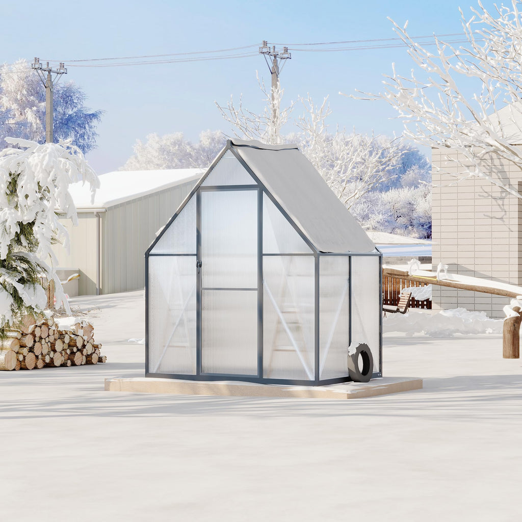 Garvee 6'x4' Aluminum-Framed Polycarbonate Greenhouse, Heavy Duty Polycarbonate Greenhouse With Quick Setup Structure and Roof Vent, Large Enhanced Aluminum GreenhouseKit for Outdoors
