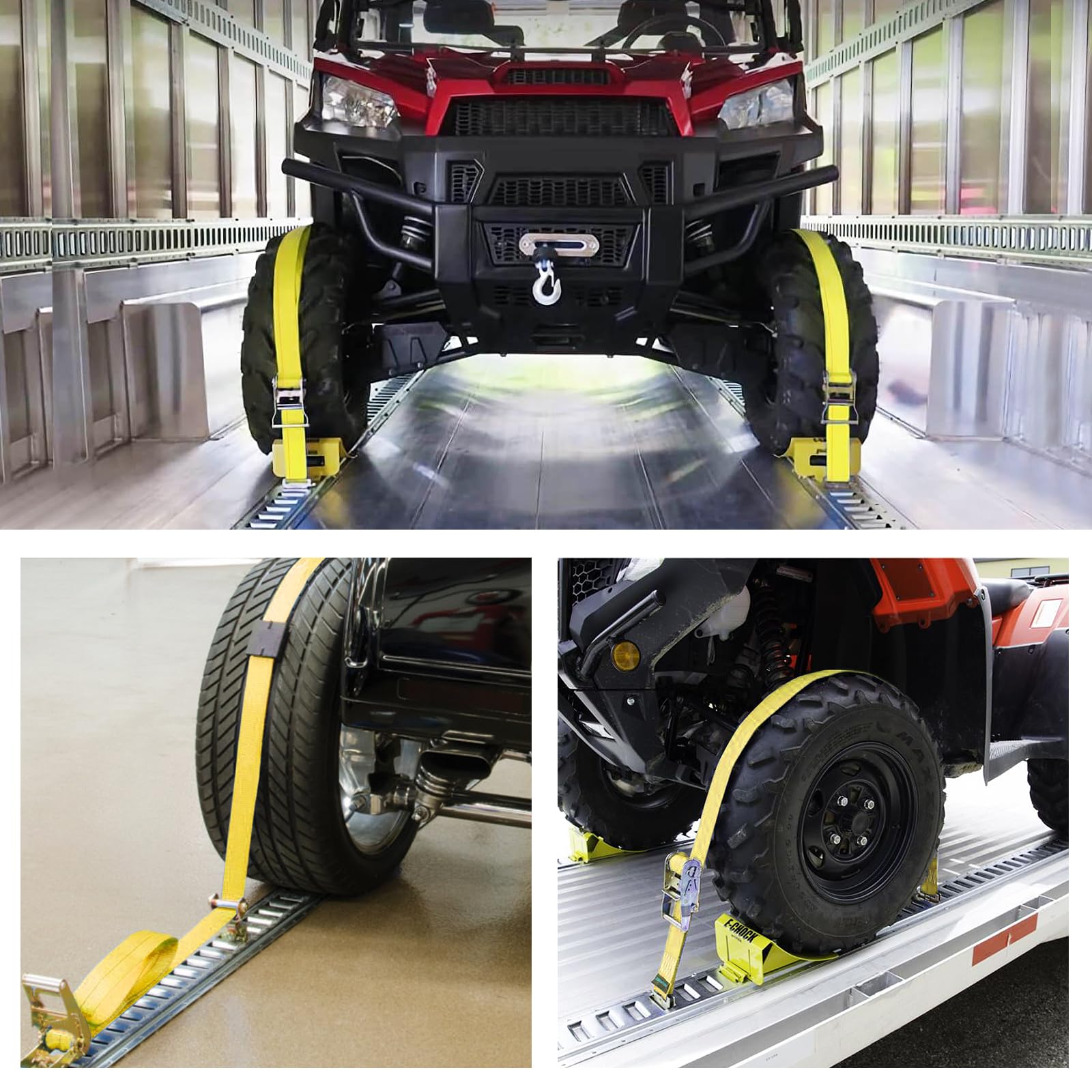 Garvee 4 Pack E-Track Tie-Down Rail Kit, 5FT E Tracks includes 4 Steel Rails & 4 O-Rings & 4 Tie-Offs w/D-Ring, Versatile Trailer Securing Accessories for Trailers, Truck Bed