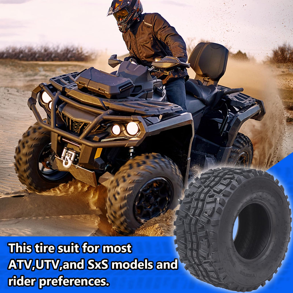 Garvee Set of 2 ATV UTV all-terrain Tires 22X8-10 4PR, Oblique Construction Non-Directional Tread Pattern QD-115, Pair of 2 UTV Tires for Suitable for Mud, Gravel, Sand, Rocky
