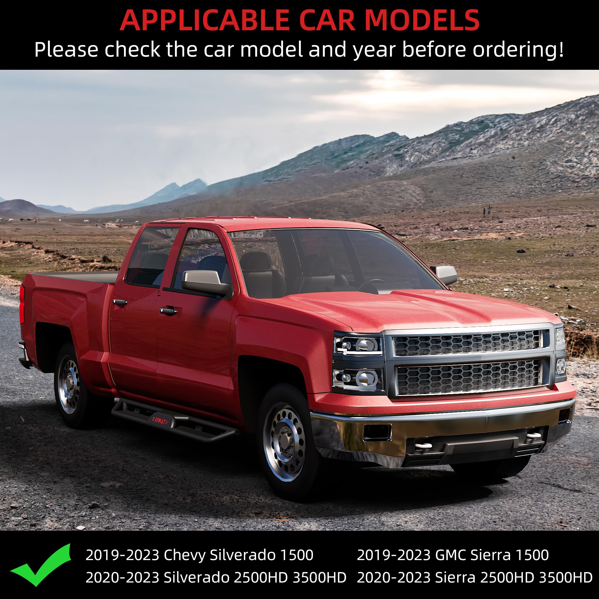 Garvee Running Boards 6.5 Inches with Two Stairs for 2015-2025 Chevy Colorado Canyon Crew Cab, Heavy-Duty Steel, Black, Anti-Slip