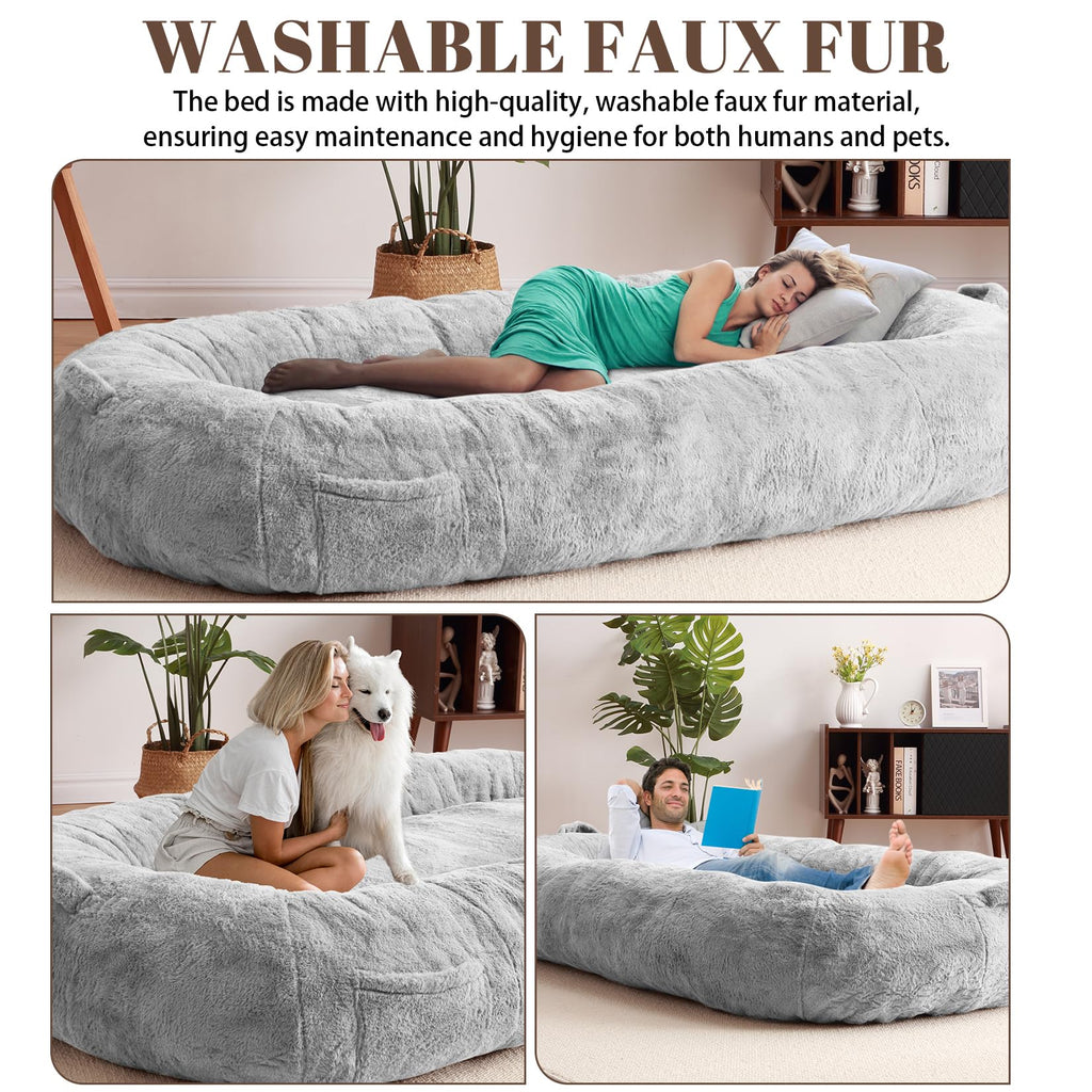 Garvee Giant Dog Bed for Men and Women, 75"x48"x14" - Washable & Plush Dog Bed for People, Suitable for Adults，Human-Sized Bed