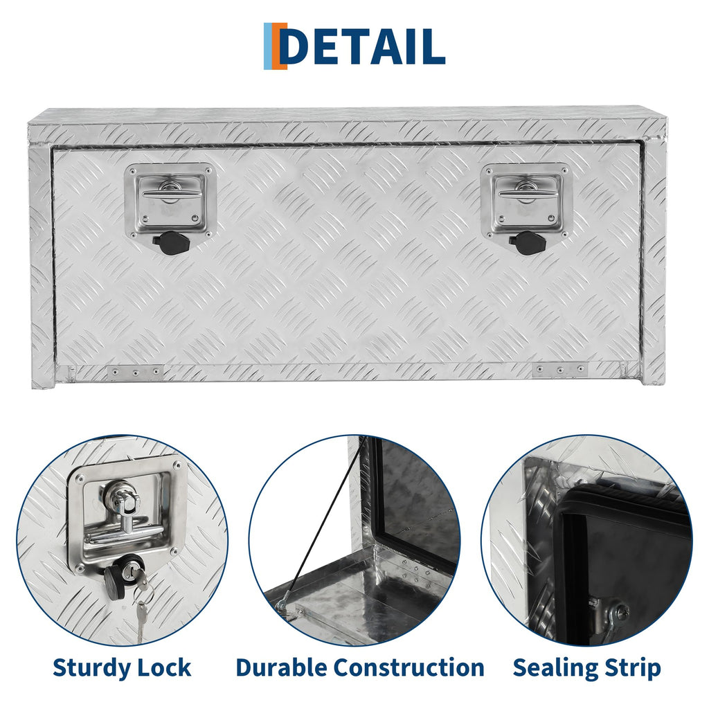 Garvee 36 Inch Heavy Duty Aluminum Tool Underbody Box, Waterproof Truck Storage Organizer for Pick Up Truck Bed, RV Trailer, Silver