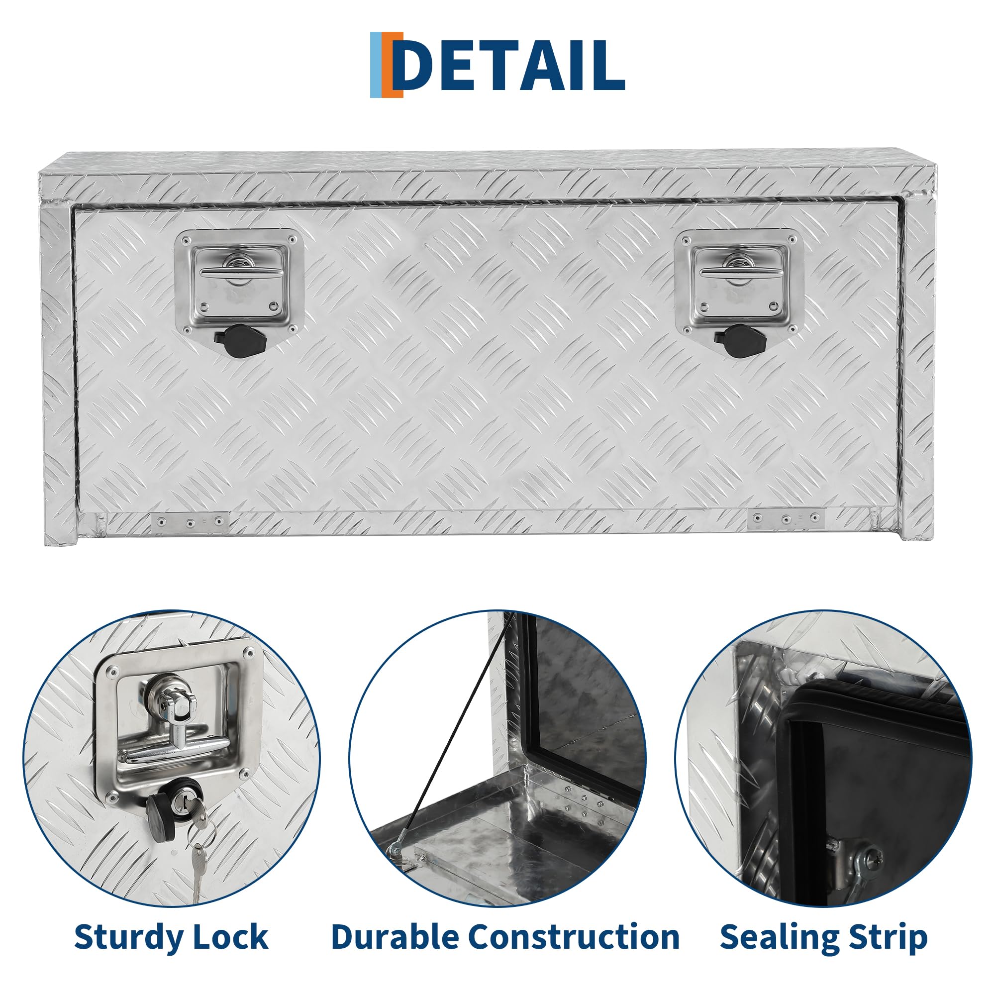 Garvee 60"X18" Heavy Duty Aluminum Tool Underbody Box, Waterproof Truck Storage Organizer Chest for Pick Up Truck Bed, RV Trailer, Silver