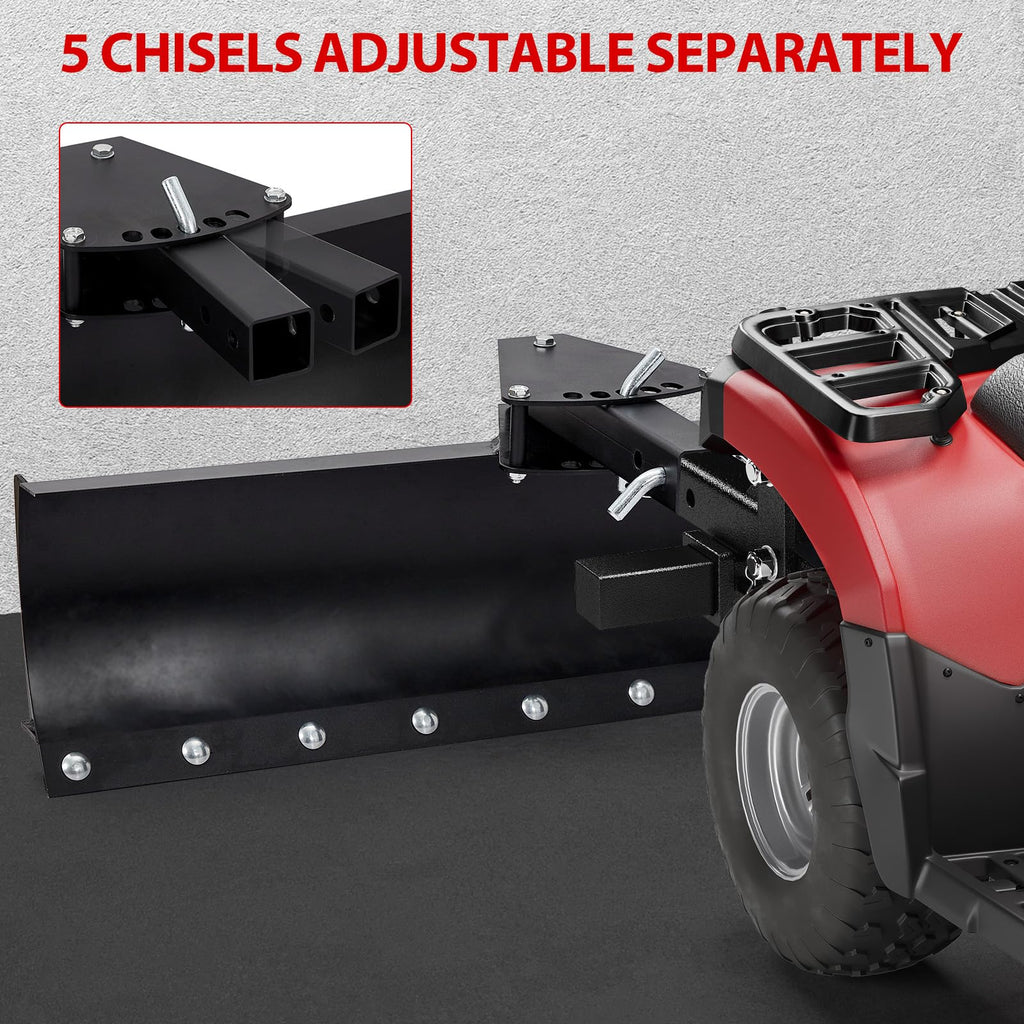 Garvee ATV/UTV 3-Position Blade, Impact Implements Scrape Blade, 5 Adjustable Angles, Universal Compatibility with 2 inch outer diameter Receivers, Driveway Grader, Dirt Ground Leveler, Snow Plow Kit