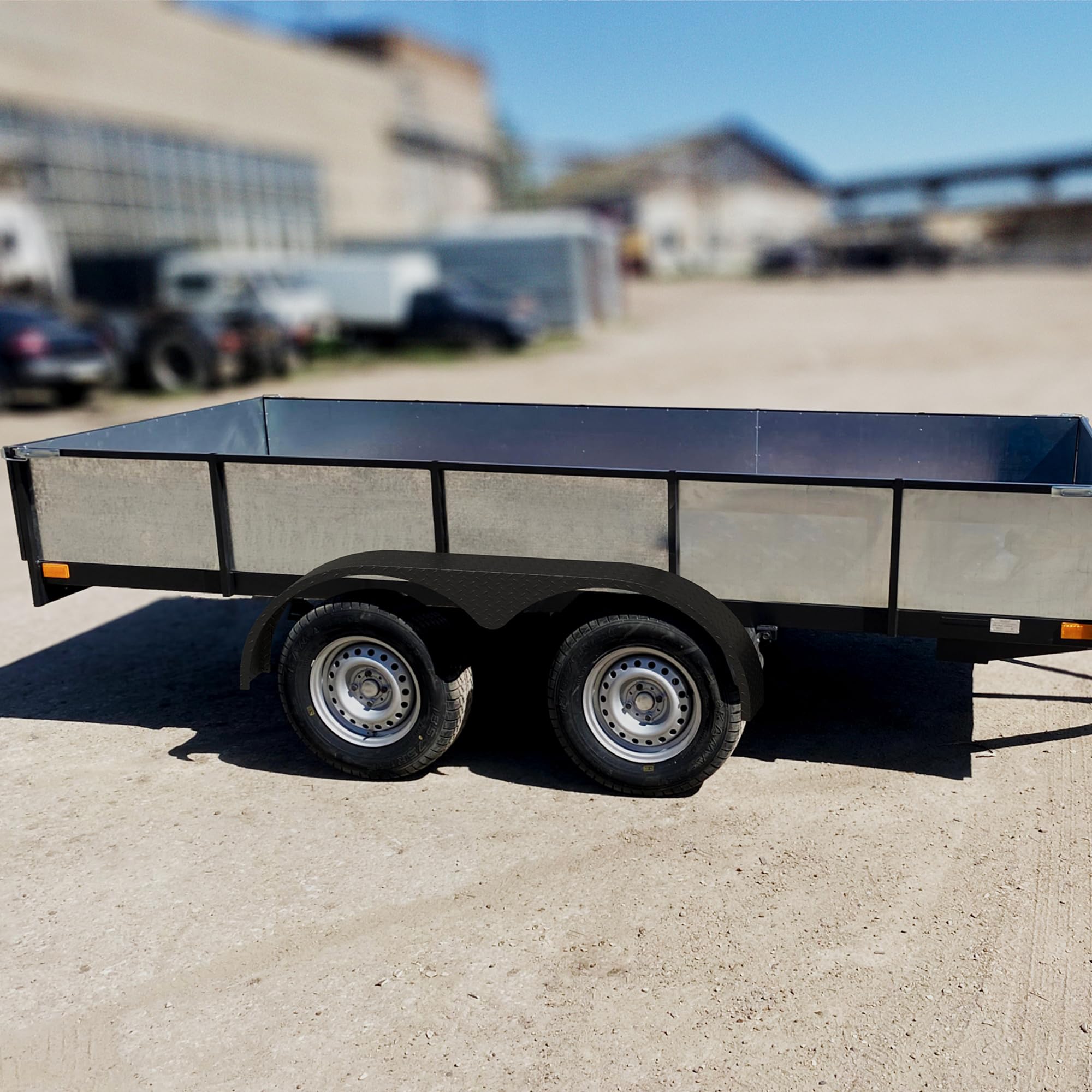 Garvee Tandem Trailer Fenders Double Axle Fit for 13-15 Inch Wheels, 66" x 9.1" x 20", Heavy Duty Steel, Black