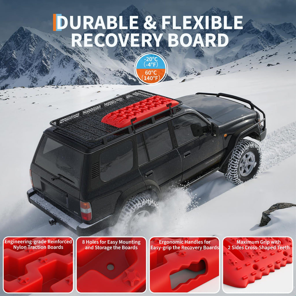 Garvee 2 Pack Off-Road Traction Boards - Recovery Boards for Snow and Sand, 41.7"x12.2"x2.6", Includes Carry Bag