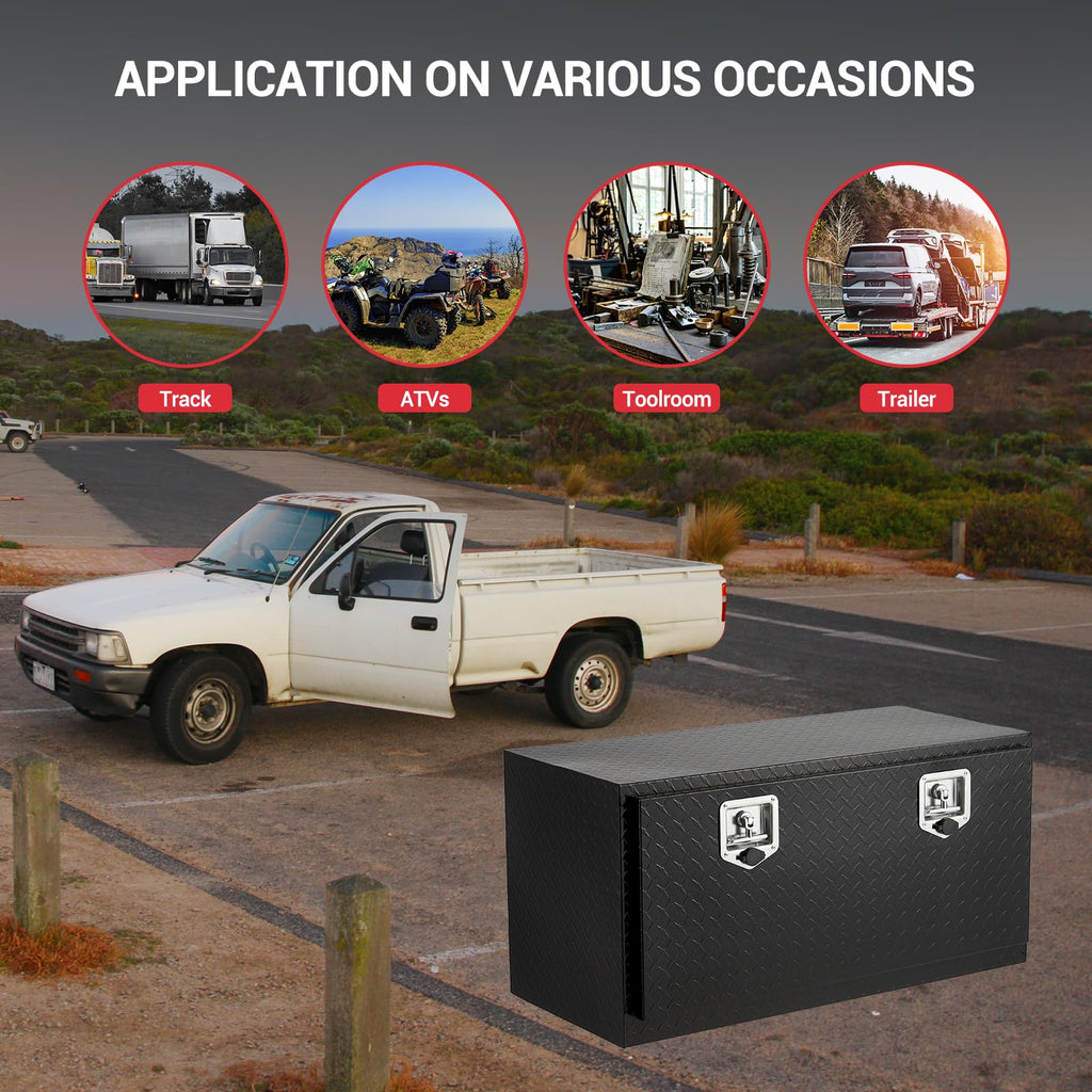 Garvee 36"X18" Underbody Truck Box, Pickup Storage Box,Heavy Duty Aluminum Diamond Plate Tool Box with Lock and Keys,Waterproof Trailer Storage Box with T-Handle for Truck,Van,Trailer