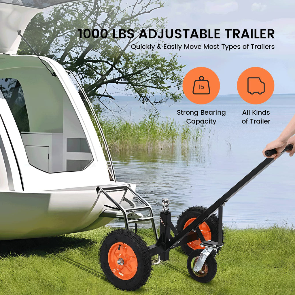 Garvee Adjustable Trailer Dolly with 1000lbs Weight Capacity, Boat Trailer Dolly with 2 Inch Ball & Pneumatic Tires, 17.7''-25.5'' Adjustable Height & Universal Wheel, for Moving Car RV Trailer