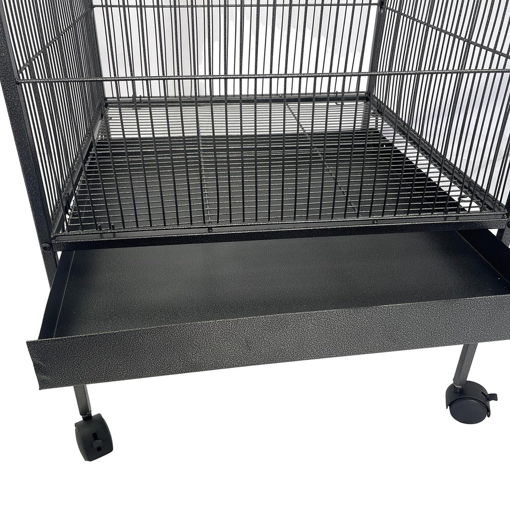Garvee Steel Bird Cage With Rolling Stand Plastic Feeder PP Slide-out Tray Large Flight Cage For Parrots Parakeets Cockatiels Pigeons Lovebirds Antique Gray