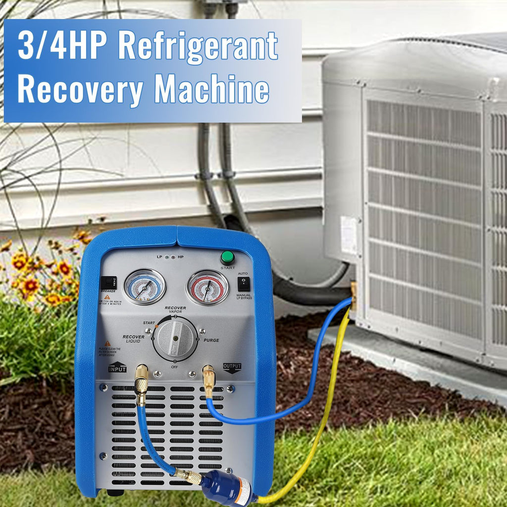 Garvee 110-120V Ac 60Hz 3/4 Horsepower Single Cylinder Portable Refrigerant Recovery Machine,Blue