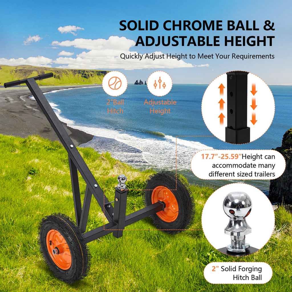 Garvee Adjustable Trailer Dolly, 600lbs Load Capacity, Carbon Steel Trailer Mover with 19'' Height, 16" Pneumatic Tires for Moving Boat Trailers/Utility/RV/Cargo Trailers