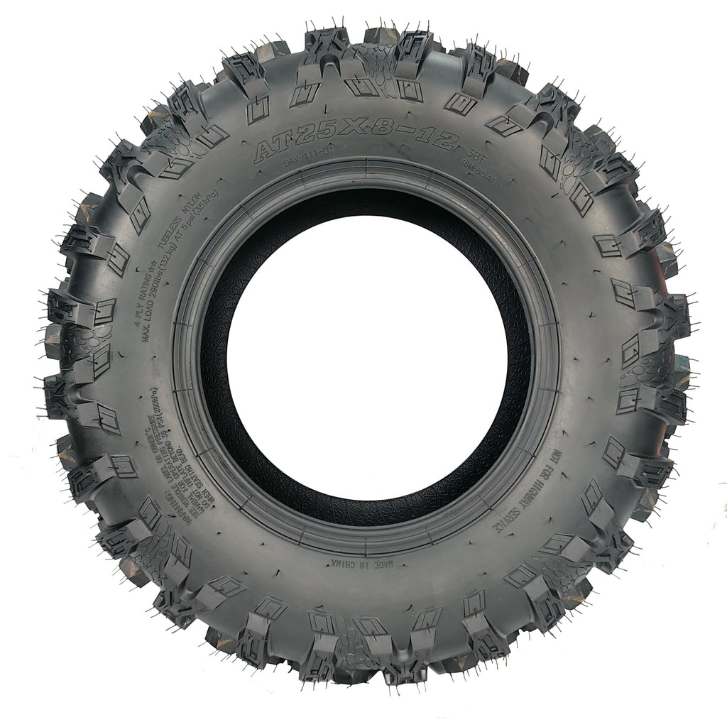 Garvee Pack of 1 25x8x12 ATV Tires Heavy-Duty Grip and Stability for Off-Road UTVs Black