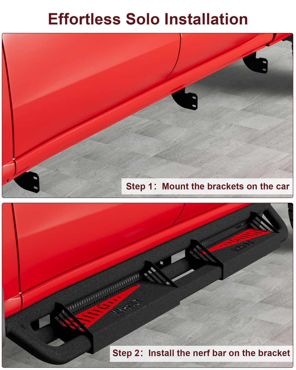 Garvee Running Boards Compatible with 2007-2018 Chevy Silverado/GMC Sierra 1500 Crew Cab & 2007-2019 2500/3500HD, Powder Coated Bolt-on Side Steps Nerf Bar