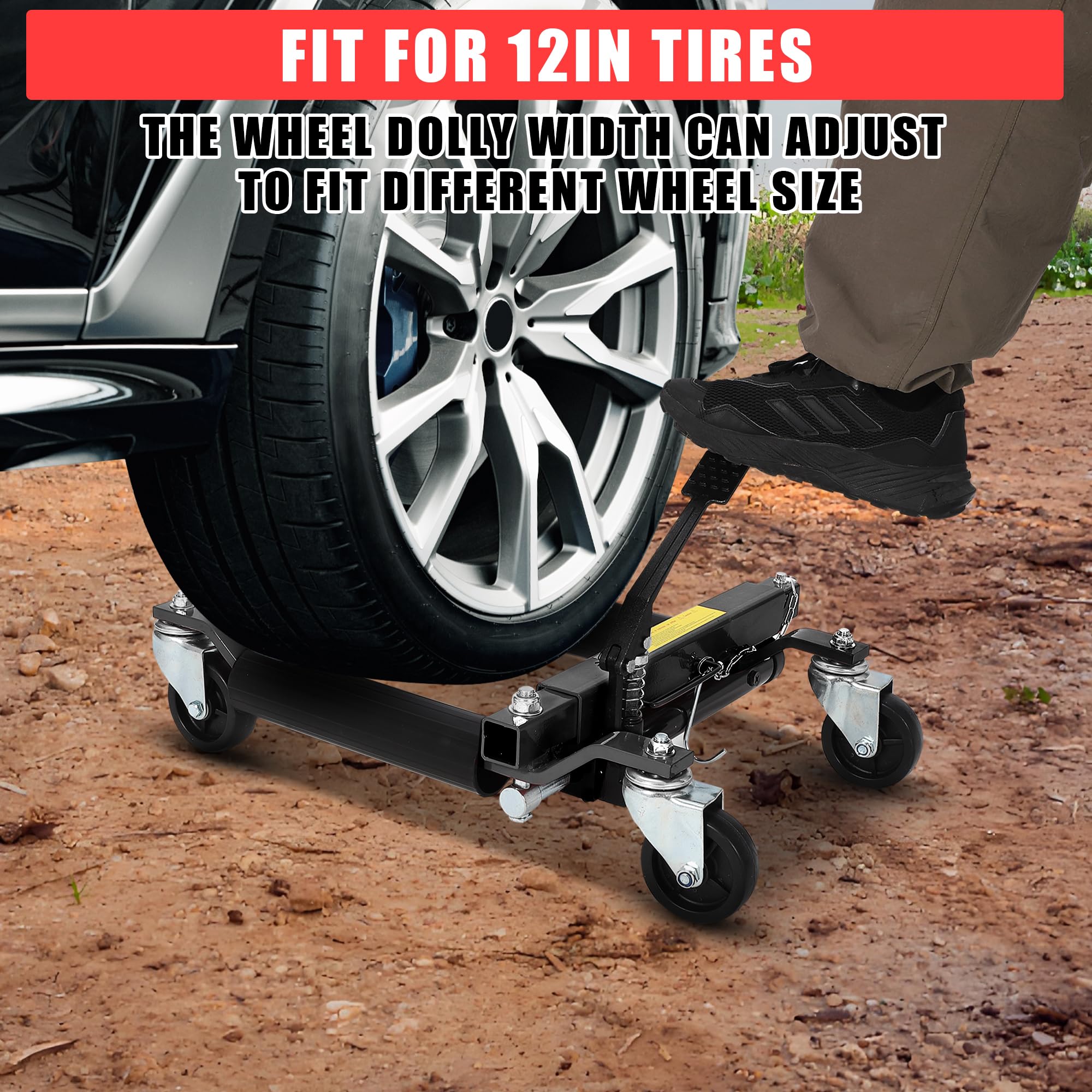 Garvee Car Dolly Jack Set of 2 Hydraulic Wheel Dolly Car Skate for Auto Repair Garage Moving Maintenance 1500 Lbs Black