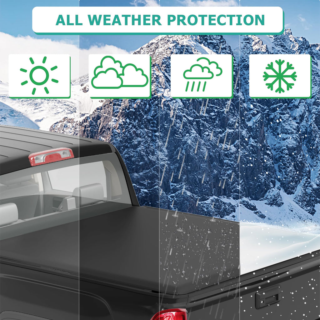 Garvee Soft Tri-Fold Truck Bed Tonneau Cover Compatible with 2009-2024 Dodge Ram 1500(Classic&New), Fleetside 5.7 ft Bed Without Rambox