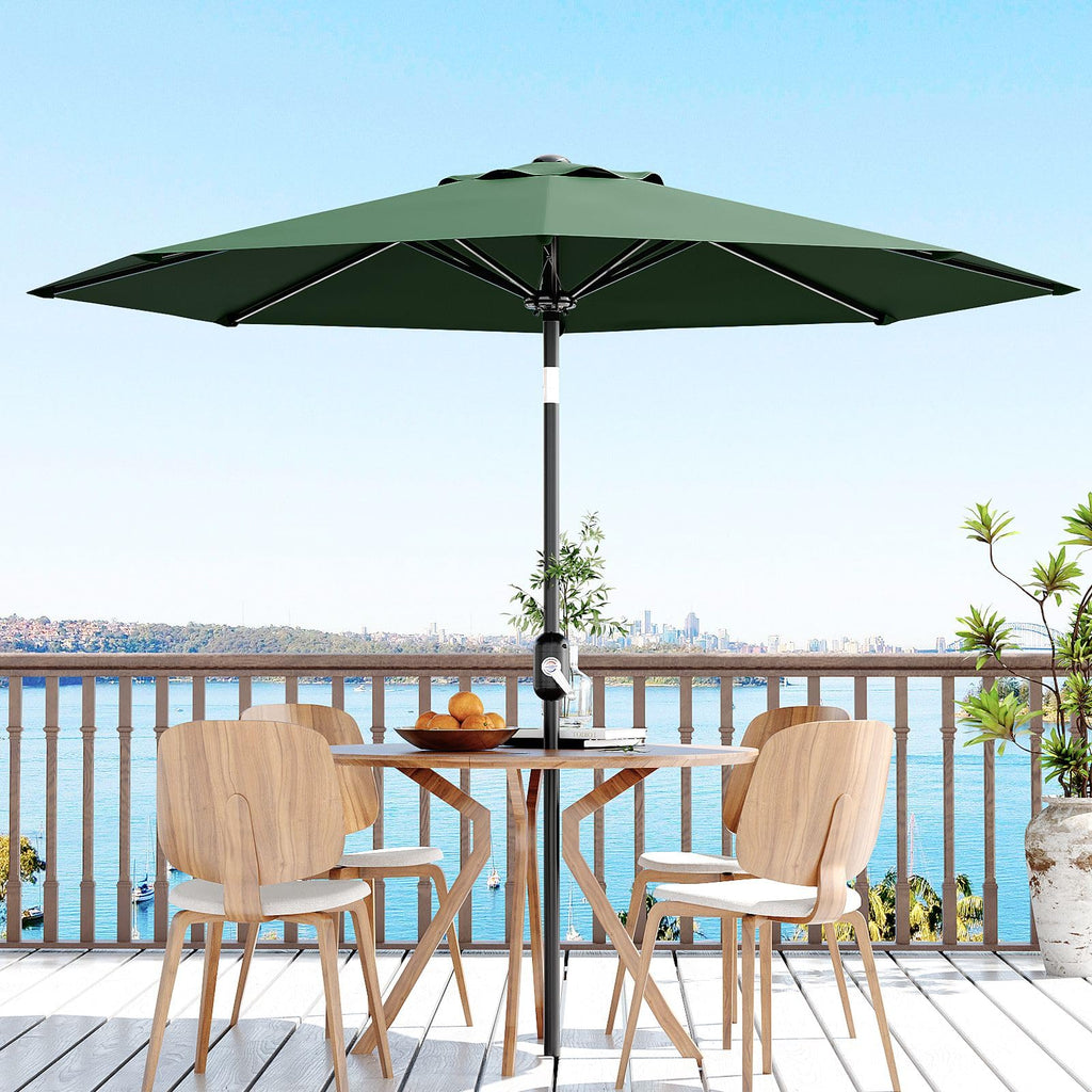 Garvee 10' Patio Umbrella with Crank Lift & Push Button Tilt, Table Umbrella Outdoor Patio 8 Sturdy Ribs for Yard, Deck, Pool, Dark Green