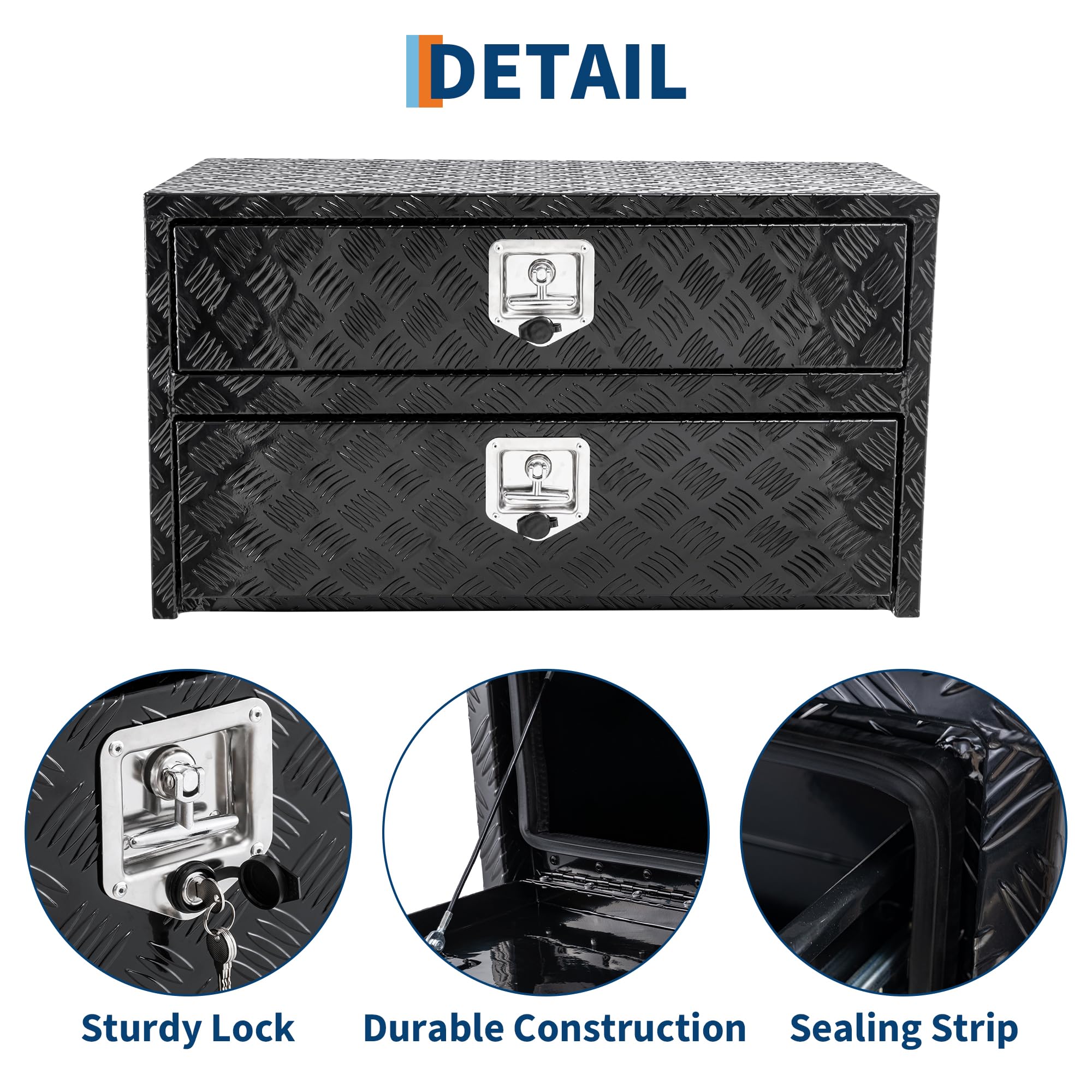 Garvee 36" Aluminum Truck Tool Box w/Drawer, Two-Tier Organizer, Waterproof Underbody Toolbox for Pickup, Truck Bed, RV, Trailer, 36"x18"x20"
