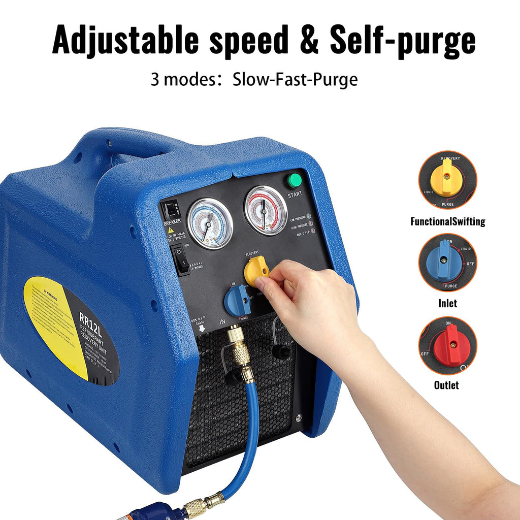 Garvee Refrigerant Recovery Machine Portable 1HP 110V Ac Refrigerant Recycling Machine Automotive Hvac 558psi Refrigerant Recovery Unit Air Conditioning Repair Tool