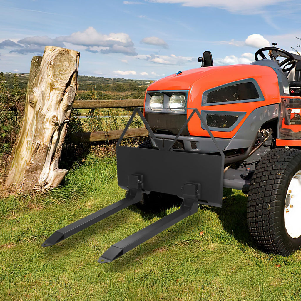 Garvee 46" Pin-On Pallet Forks Attachment with Quick Attach Mount, Universal Skid Steer Forks with Hitch Ball Hole for Tractors and Loaders, 2600 lbs