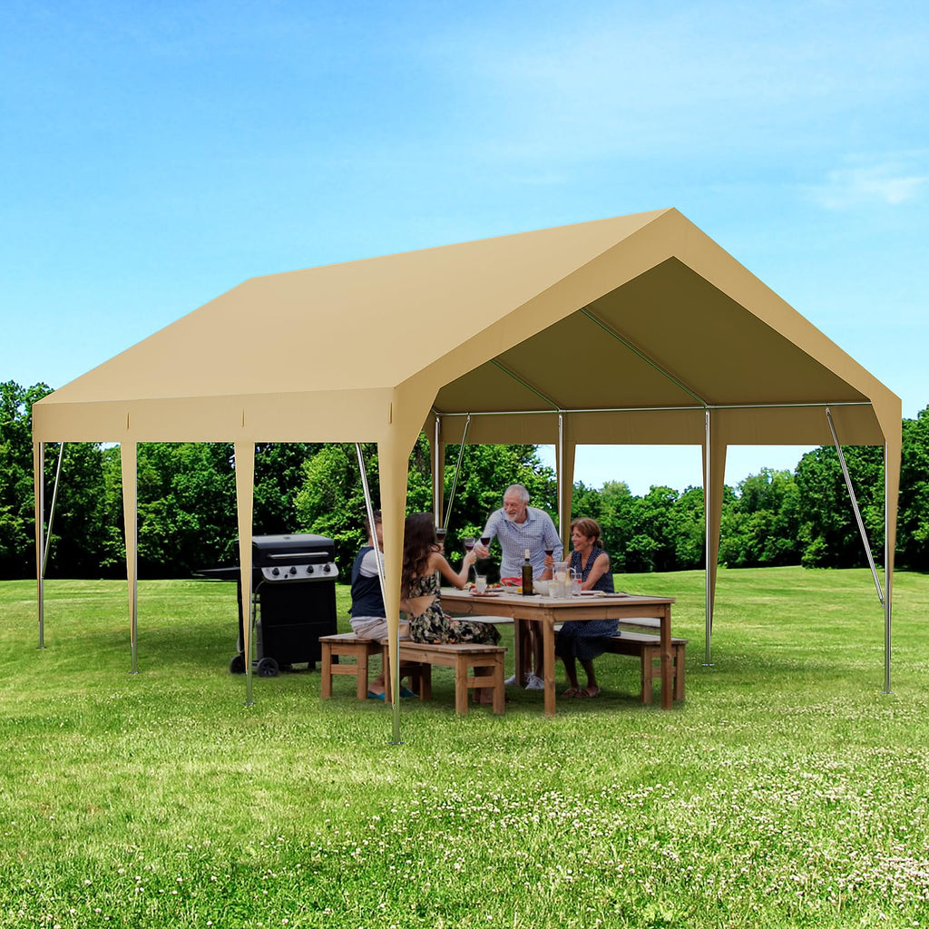 Garvee 10' X 20' Heavy Duty Carport, Portable Garage, Waterproof UV Protected Car Canopy for Cars, Boats, and Storage, Yellow